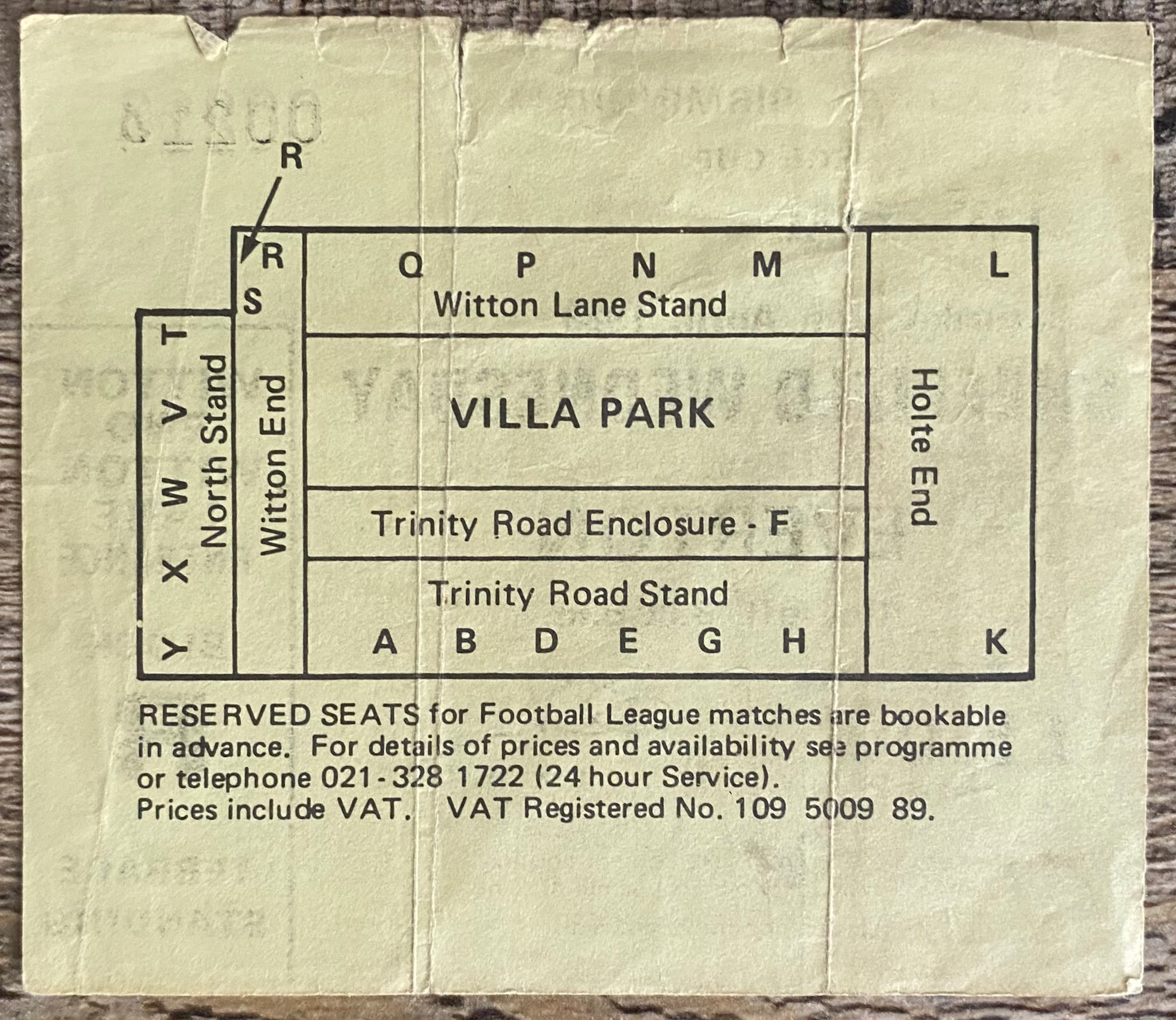 1986 ORIGINAL FA CUP SEMI FINAL TICKET EVERTON V SHEFFIELD WEDNESDAY @ VILLA PARK