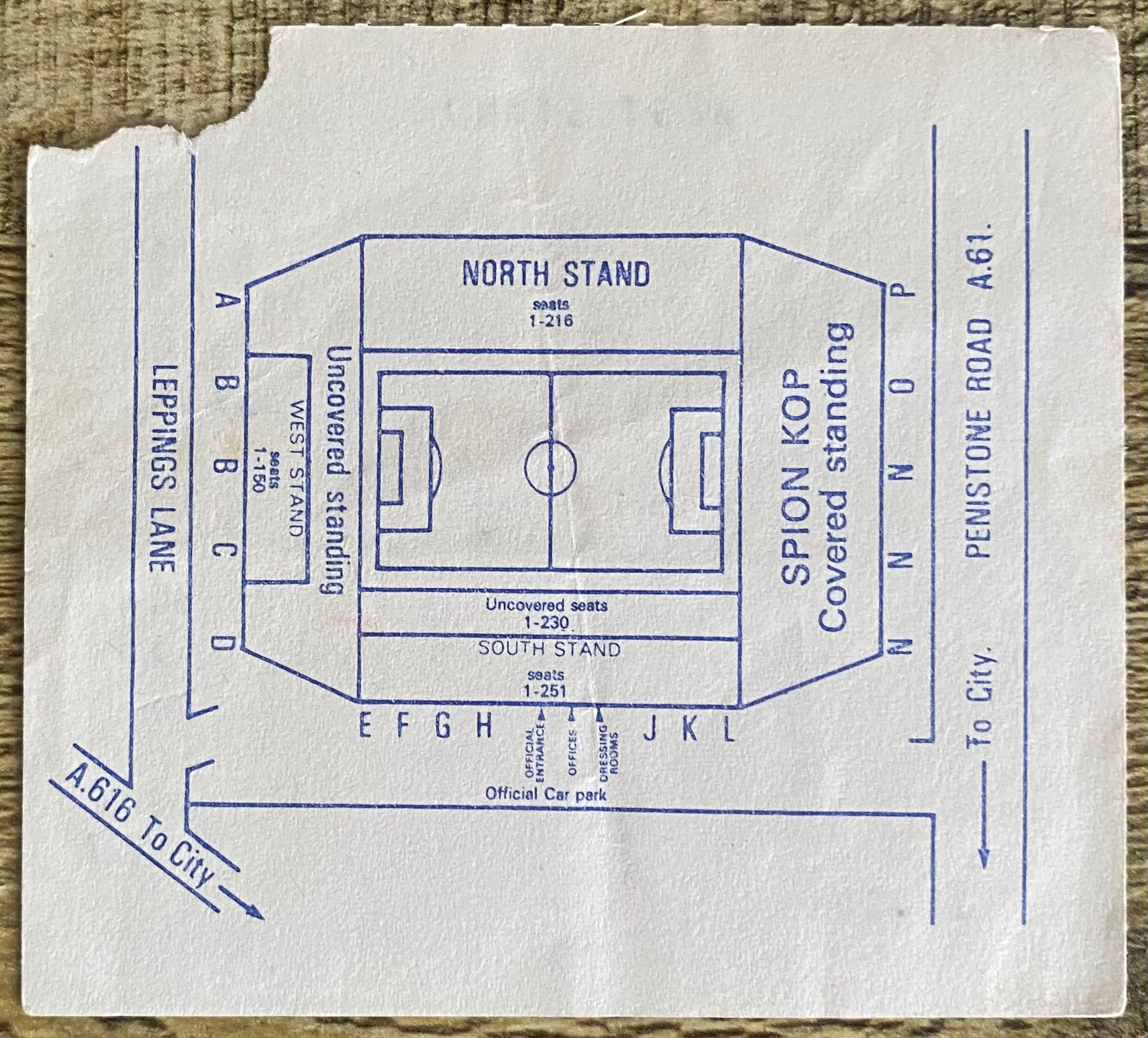 1988 ORIGINAL FA CUP SEMI FINAL TICKET LIVERPOOL V NOTTINGHAM FOREST @ HILLSBOROUGH