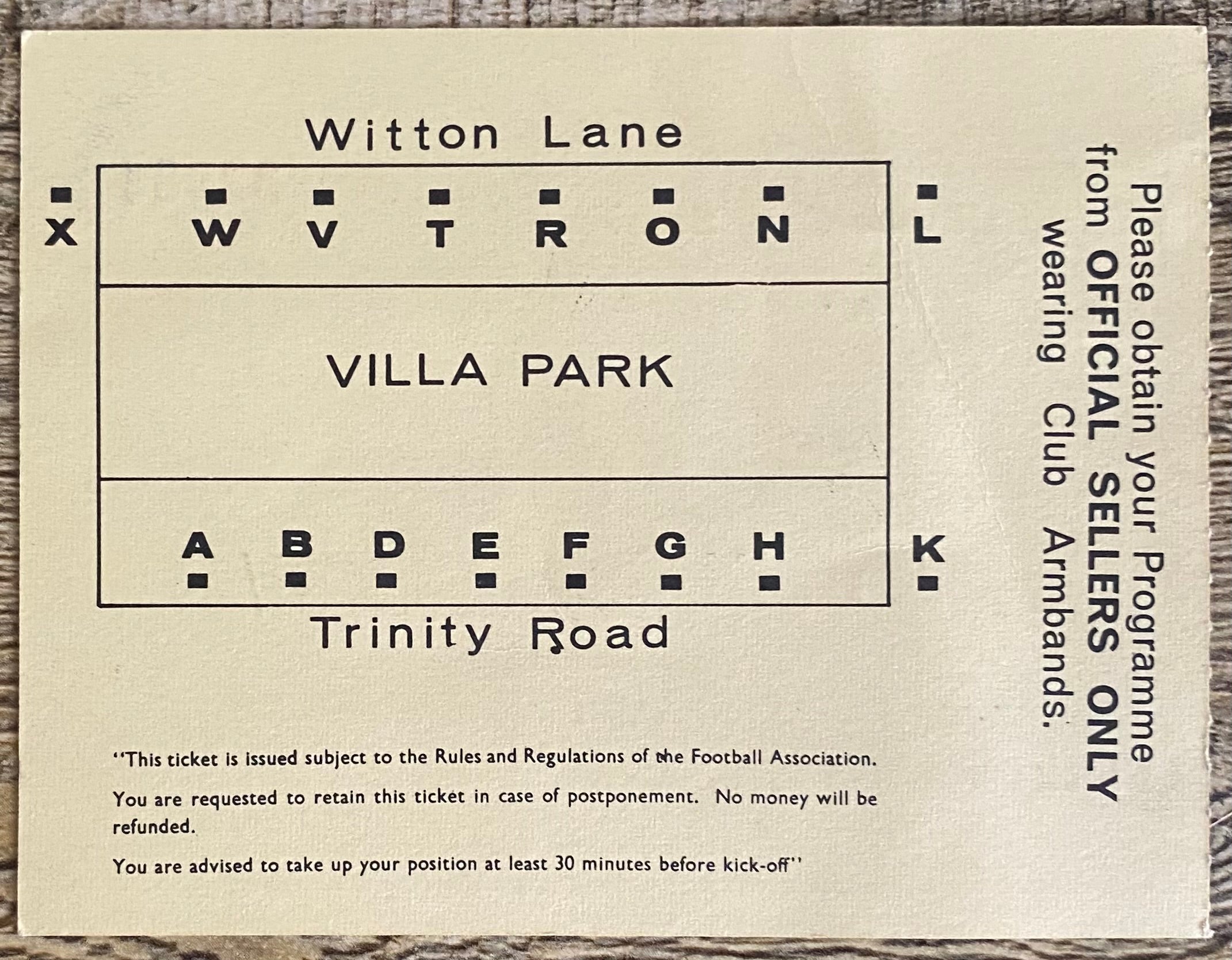 1966 ORIGINAL FA CUP SEMI FINAL TICKET CHELSEA V SHEFFIELD WEDNESDAY @VILLA PARK