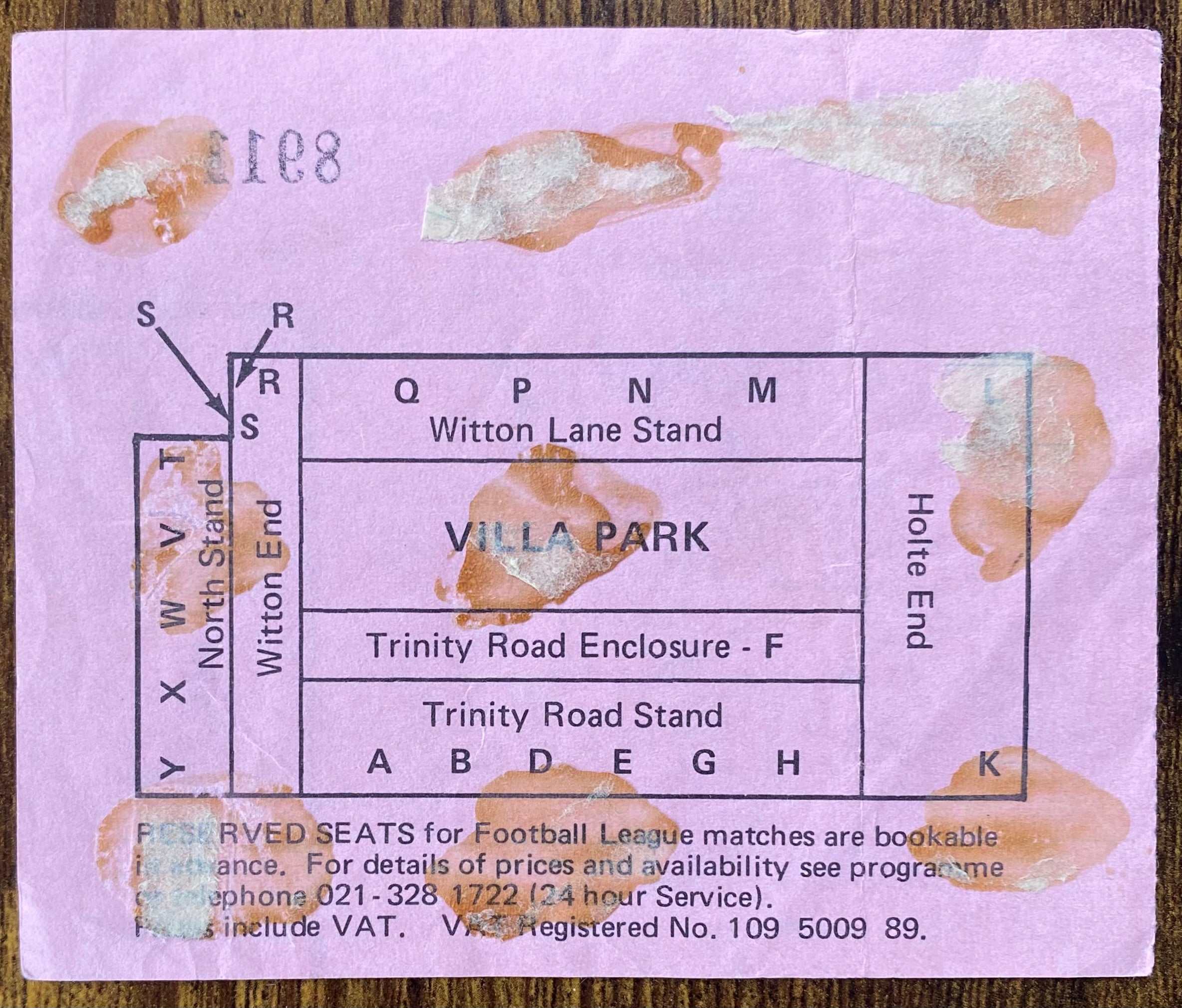 1980 ORIGINAL FA CUP SEMI FINAL 2ND REPLAY TICKET LIVERPOOL V ARSENAL @VILLA PARK