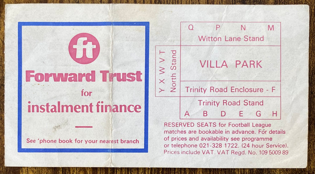 1980 ORIGINAL FA CUP SEMI FINAL 2ND REPLAY TICKET LIVERPOOL V ARSENAL @VILLA PARK