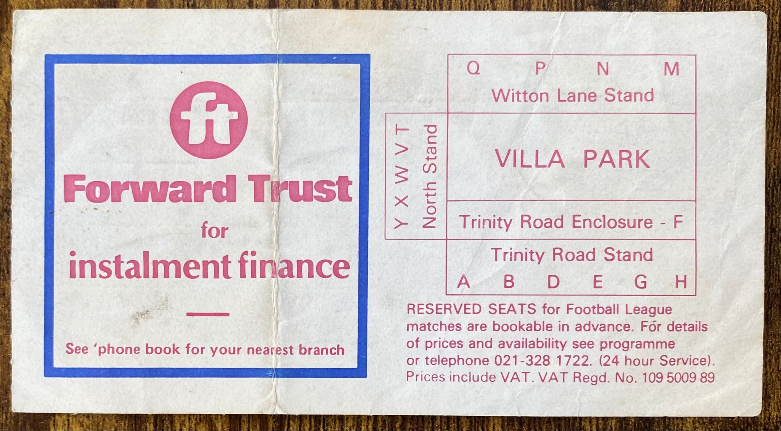 1980 ORIGINAL FA CUP SEMI FINAL 2ND REPLAY TICKET LIVERPOOL V ARSENAL @VILLA PARK
