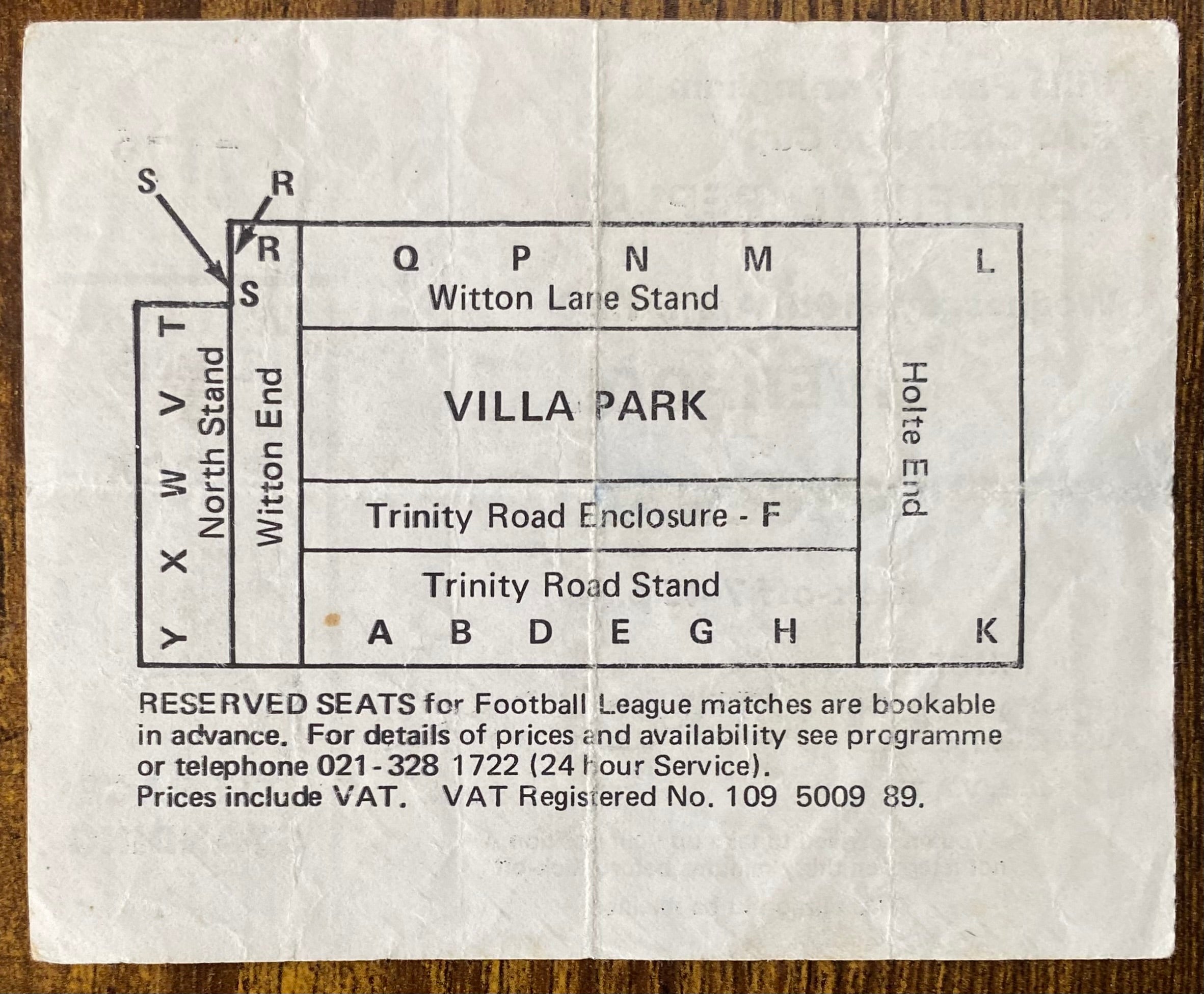 1980 ORIGINAL FA CUP SEMI FINAL REPLAY TICKET LIVERPOOL V ARSENAL @VILLA PARK