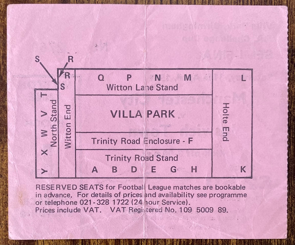 1981 ORIGINAL FA CUP SEMI FINAL TICKET MANCHESTER CITY V IPSWICH TOWN @VILLA PARK