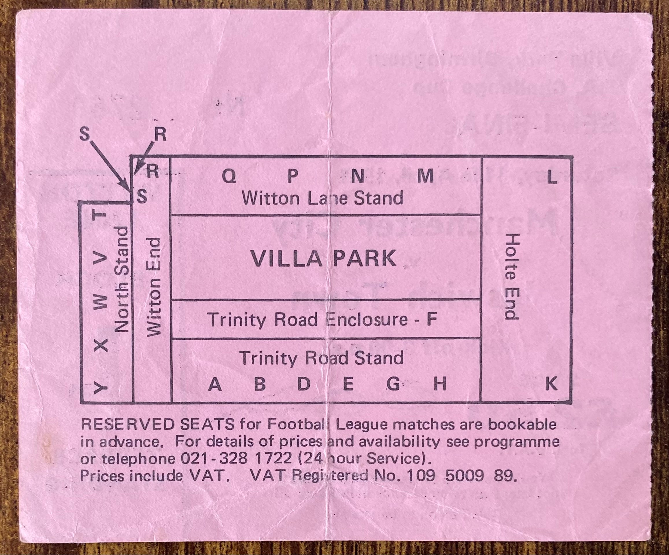 1981 ORIGINAL FA CUP SEMI FINAL TICKET MANCHESTER CITY V IPSWICH TOWN @VILLA PARK