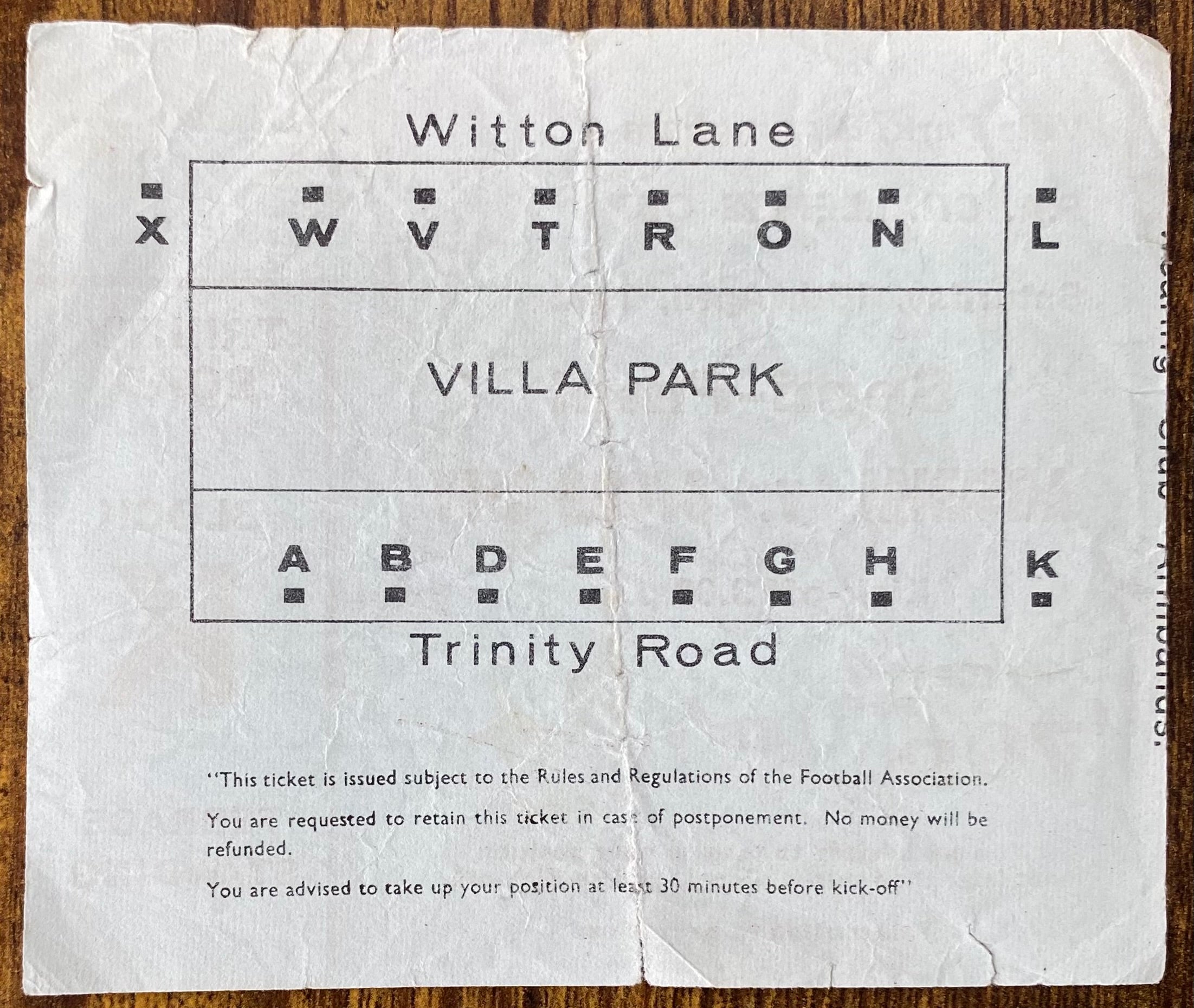 1972 ORIGINAL FA CUP SEMI FINAL TICKET STOKE CITY V ARSENAL @VILLA PARK
