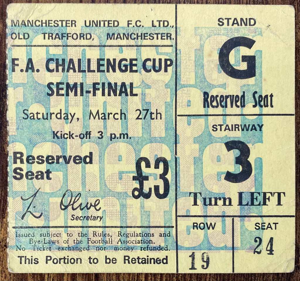 1971 ORIGINAL FA CUP SEMI FINAL TICKET LIVERPOOL V EVERTON @ OLD TRAFFORD
