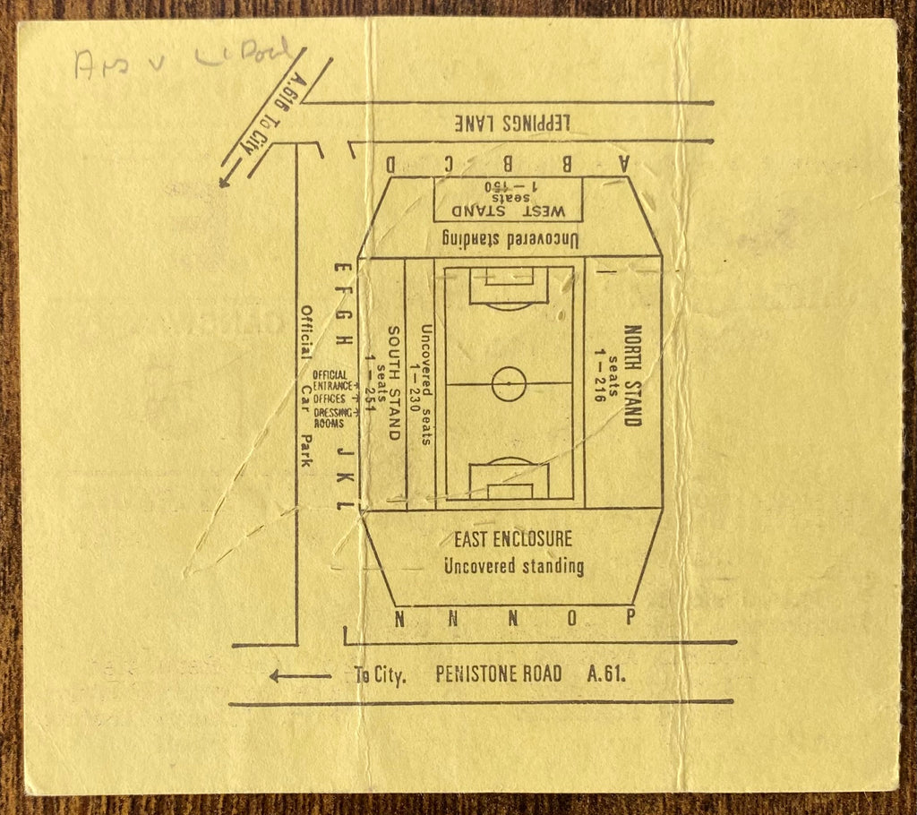 1980 ORIGINAL FA CUP SEMI FINAL TICKET LIVERPOOL V ARSENAL @ HILLSBOROUGH