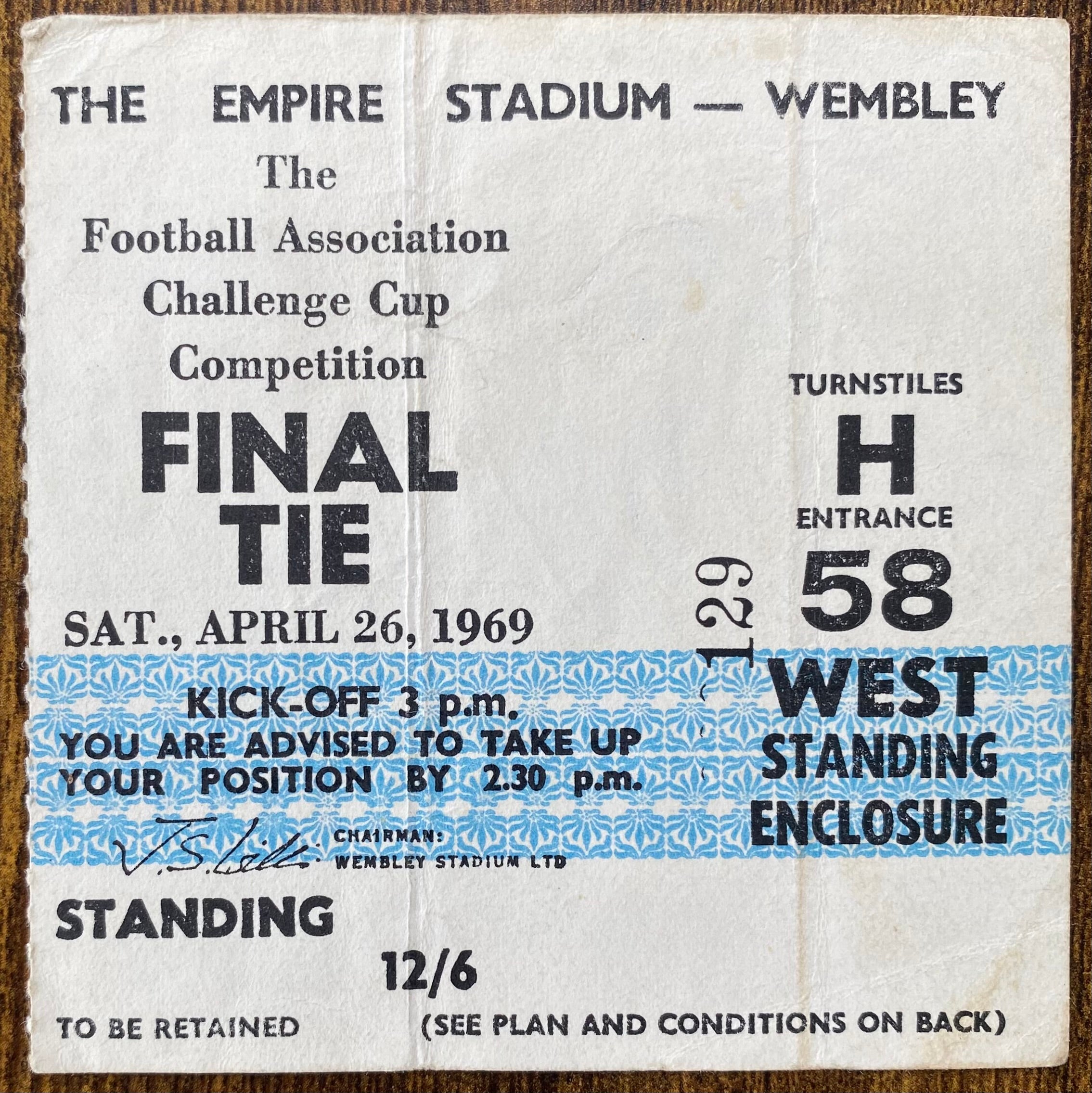 1969 ORIGINAL FA CUP FINAL TICKET LEICESTER CITY V MANCHESTER CITY
