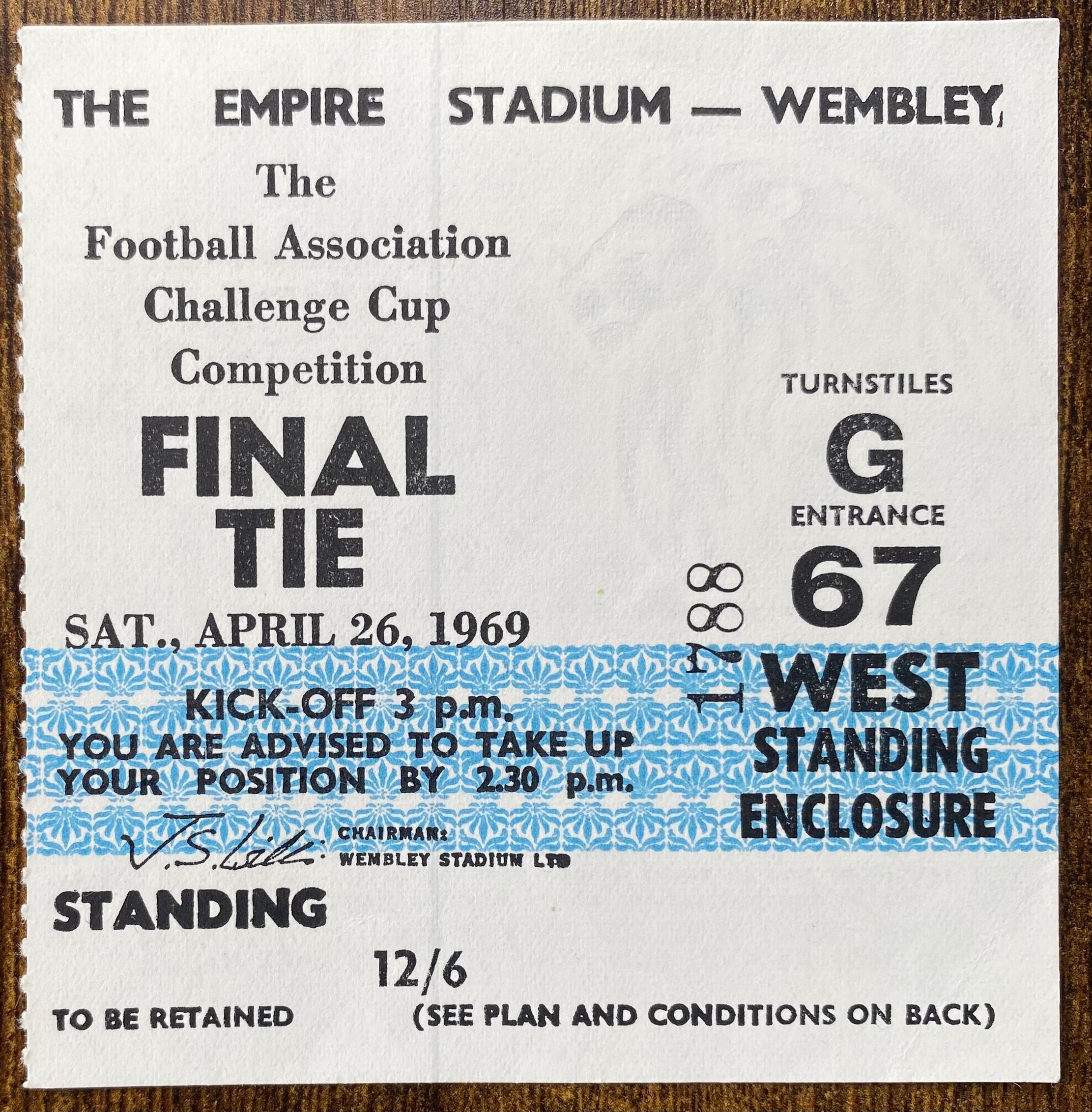 1969 ORIGINAL FA CUP FINAL TICKET LEICESTER CITY V MANCHESTER CITY