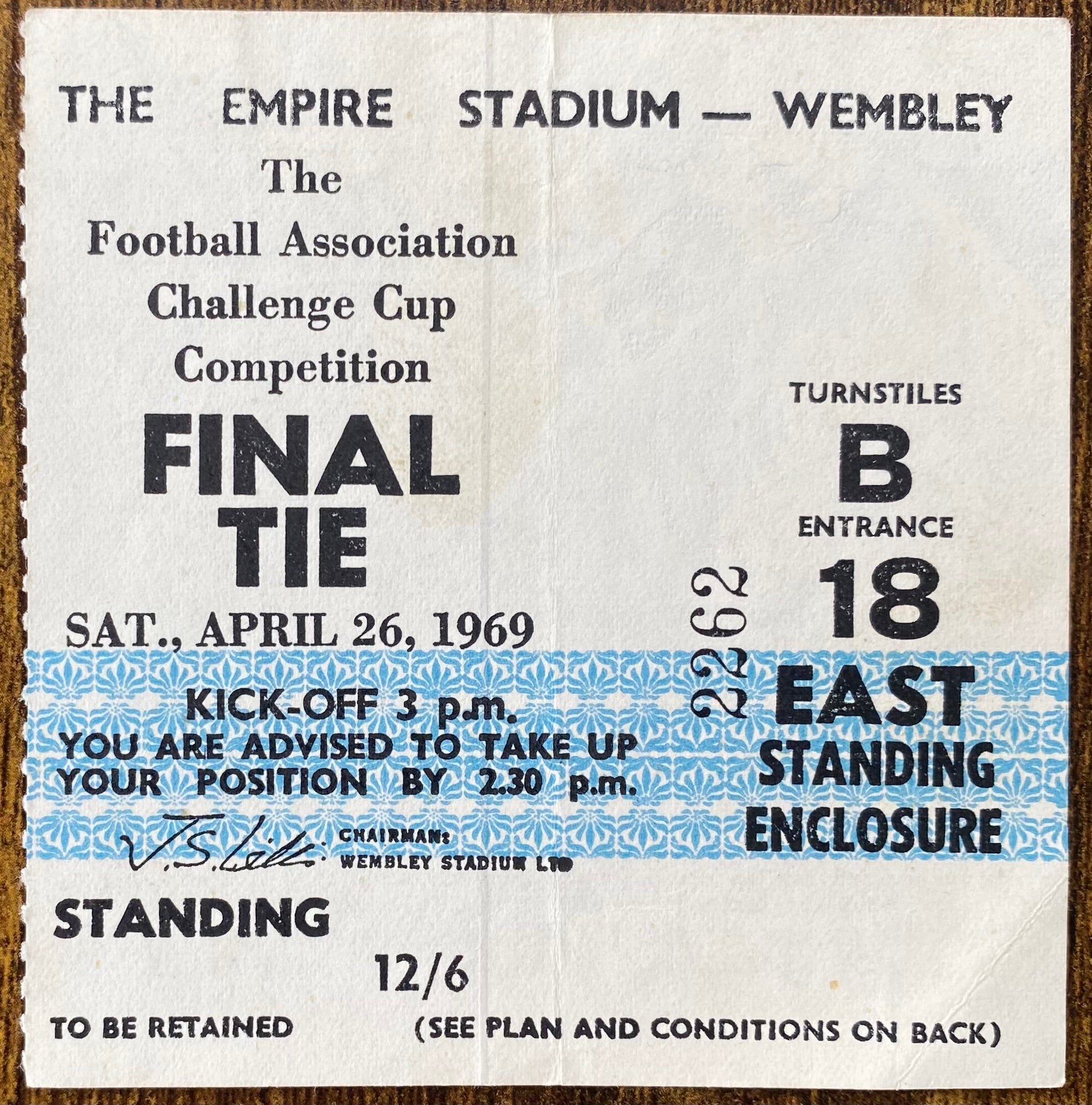 1969 ORIGINAL FA CUP FINAL TICKET LEICESTER CITY V MANCHESTER CITY