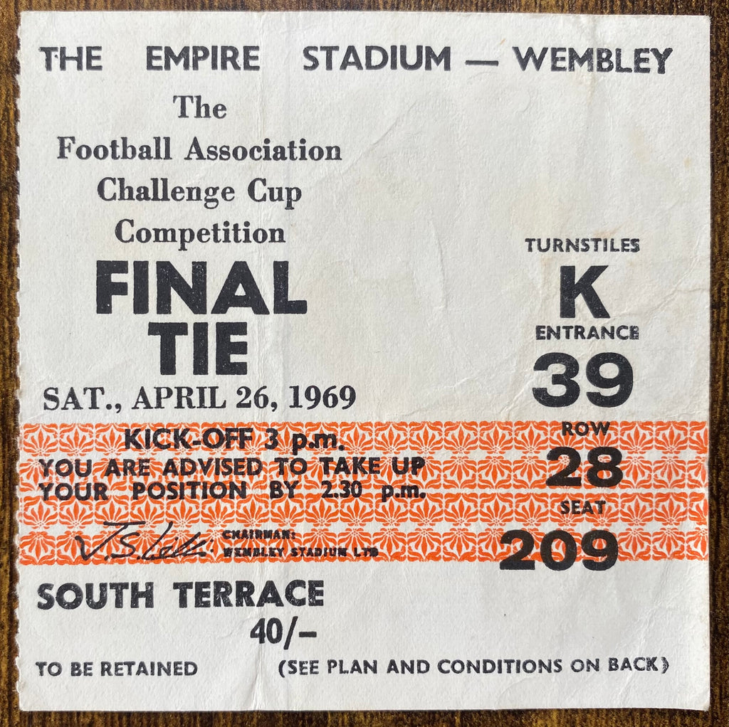1969 ORIGINAL FA CUP FINAL TICKET LEICESTER CITY V MANCHESTER CITY