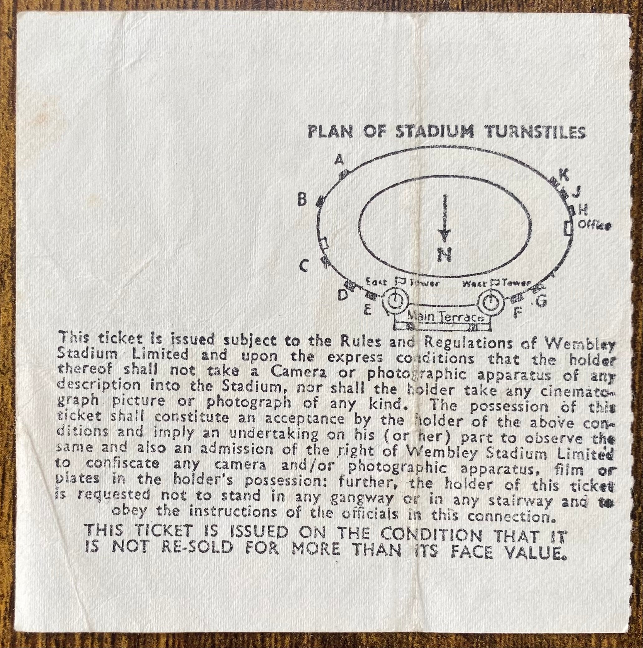 1969 ORIGINAL FA CUP FINAL TICKET LEICESTER CITY V MANCHESTER CITY