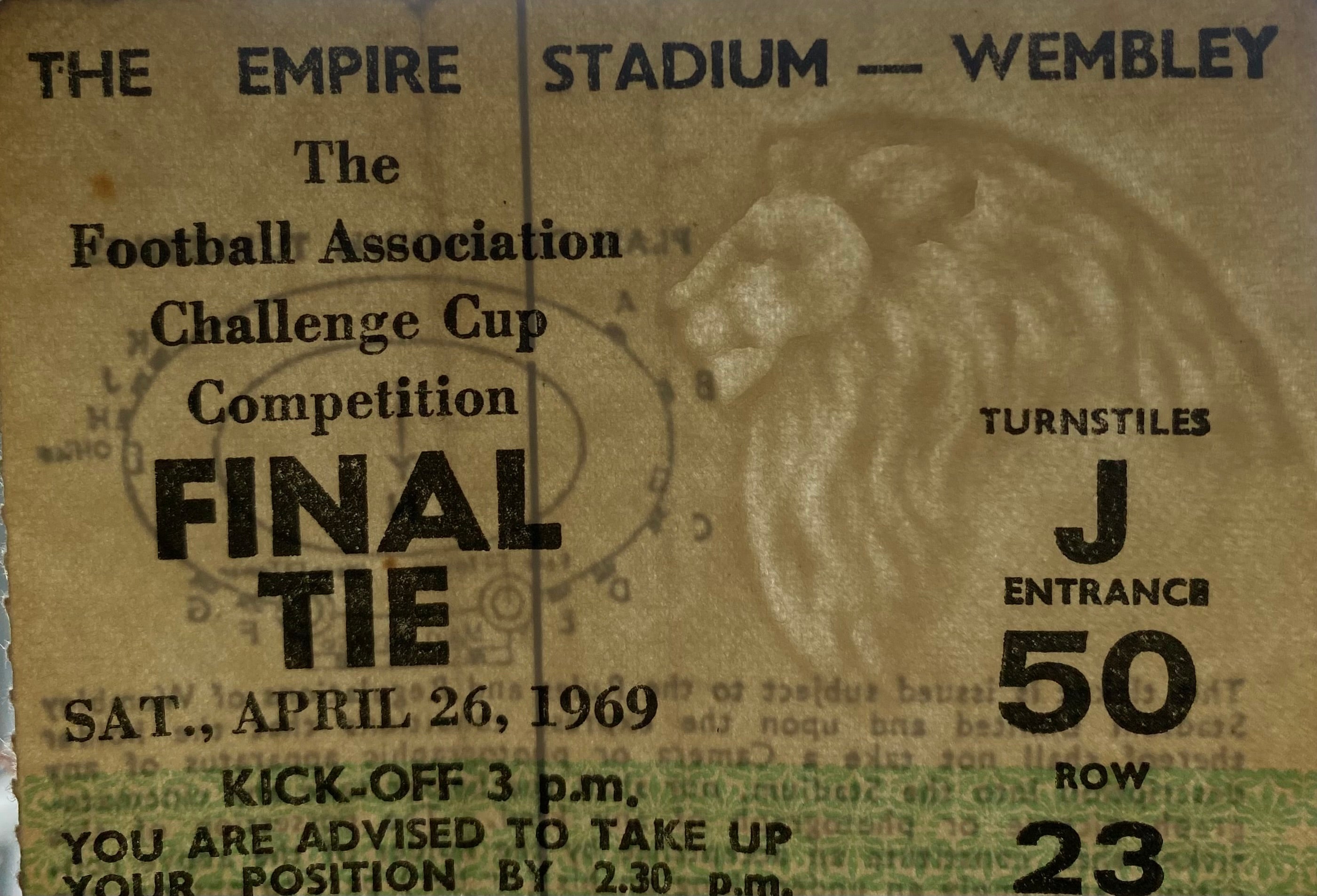 1969 ORIGINAL FA CUP FINAL TICKET LEICESTER CITY V MANCHESTER CITY