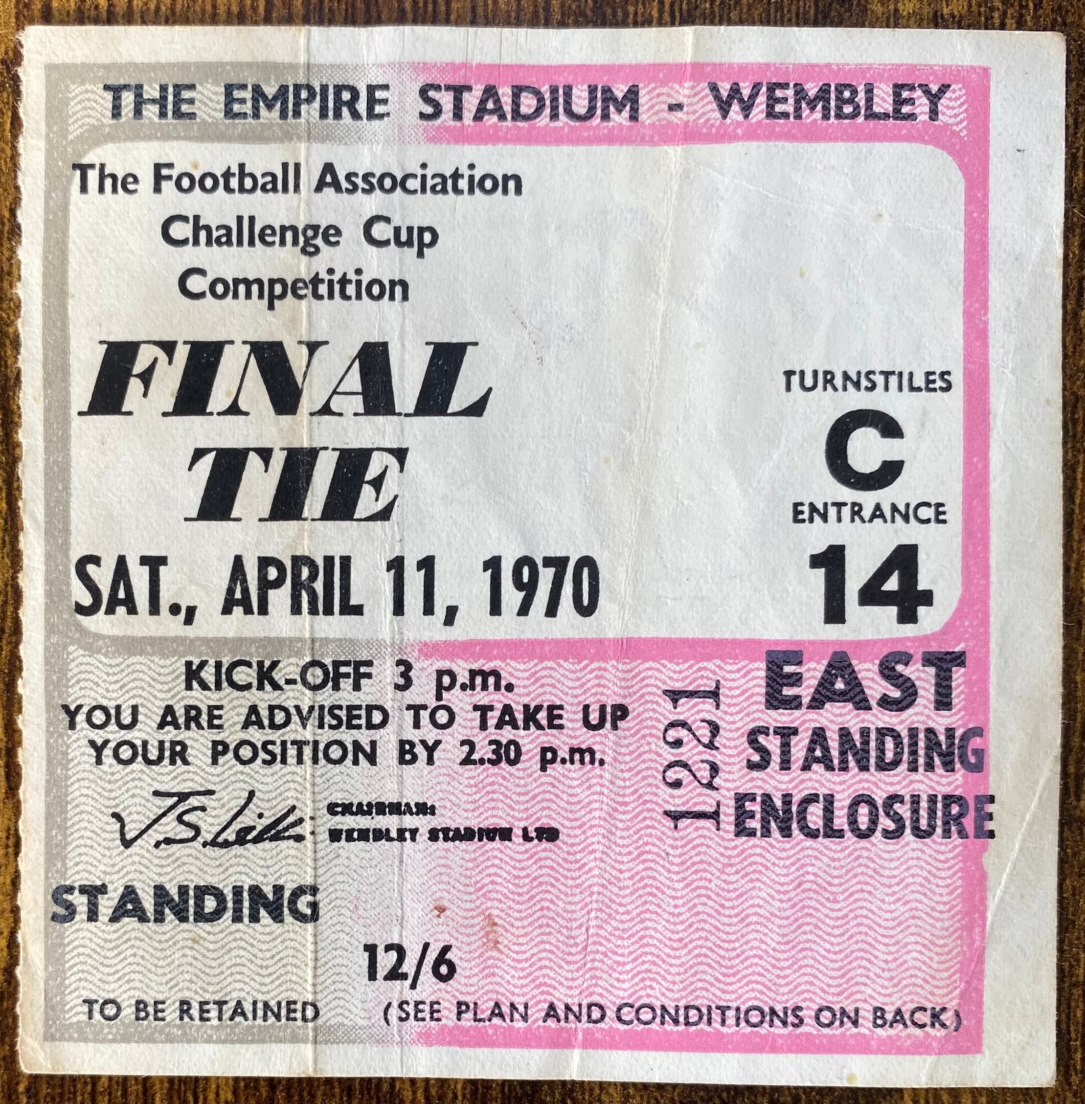 1970 ORIGINAL FA CUP FINAL TICKET CHELSEA V LEEDS UNITED