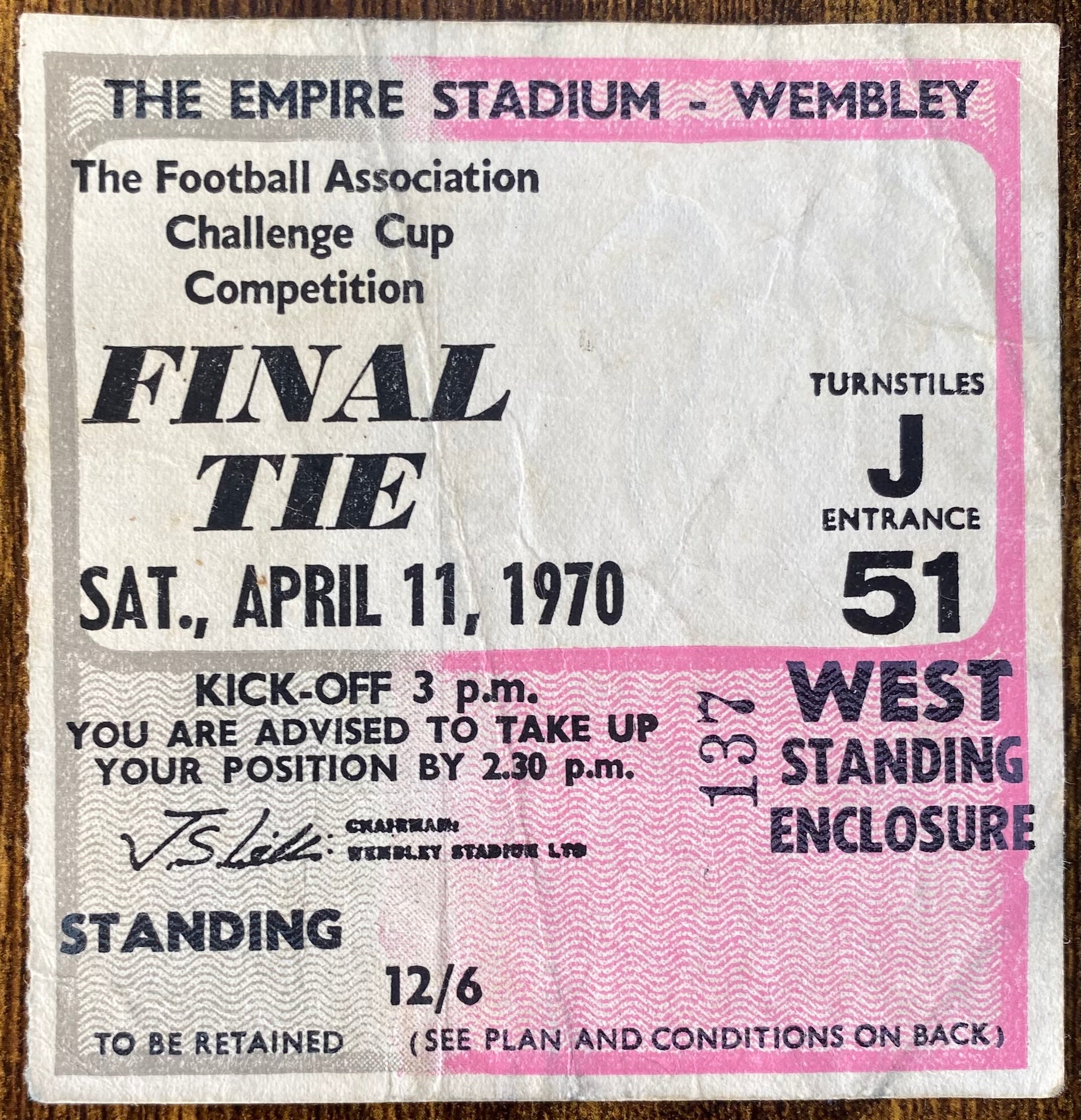 1970 ORIGINAL FA CUP FINAL TICKET CHELSEA V LEEDS UNITED