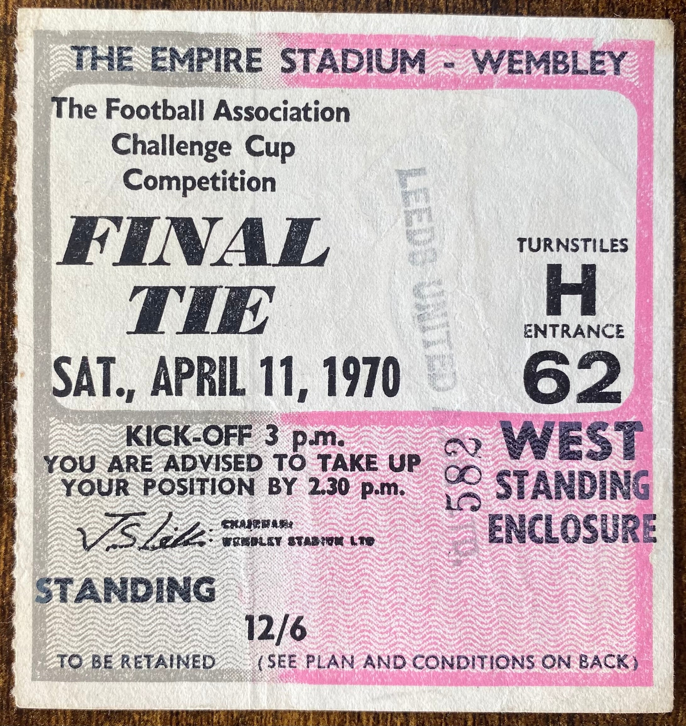 1970 ORIGINAL FA CUP FINAL TICKET CHELSEA V LEEDS UNITED