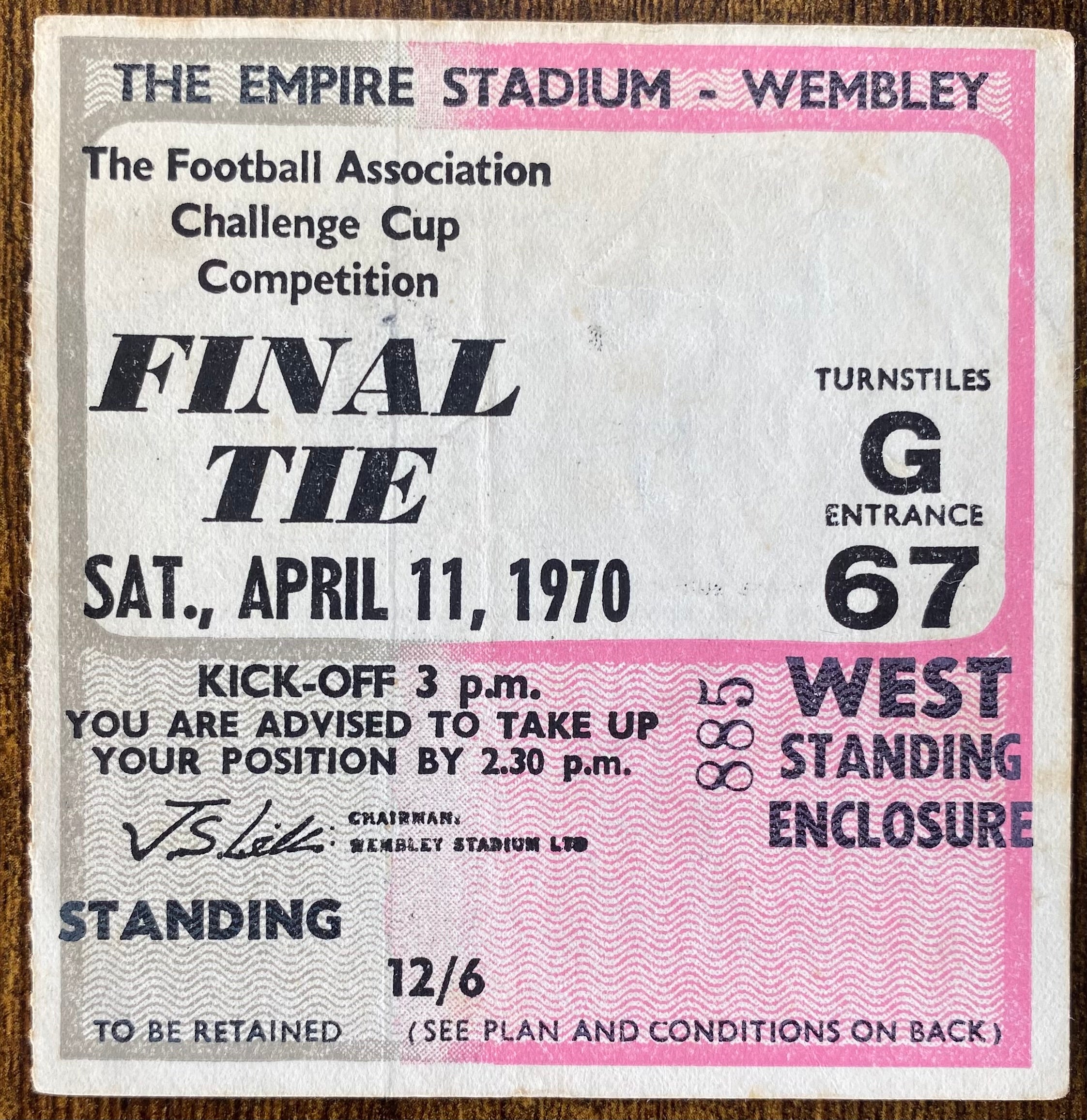 1970 ORIGINAL FA CUP FINAL TICKET CHELSEA V LEEDS UNITED