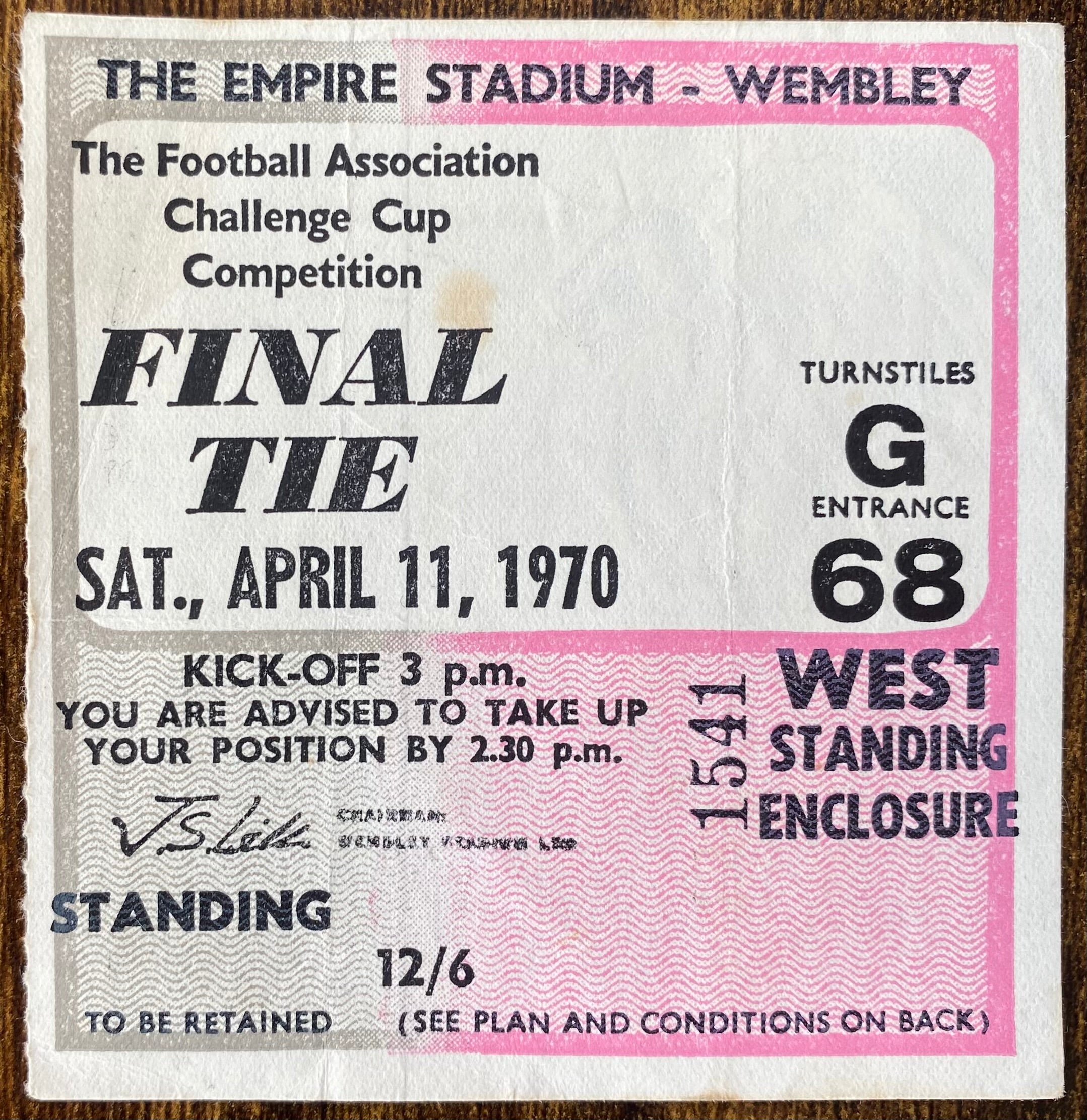 1970 ORIGINAL FA CUP FINAL TICKET CHELSEA V LEEDS UNITED