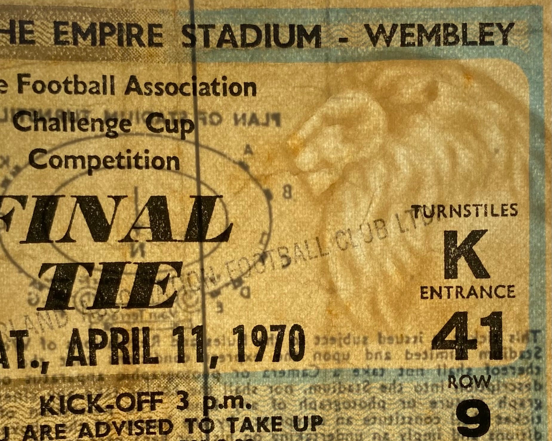 1970 ORIGINAL FA CUP FINAL TICKET CHELSEA V LEEDS UNITED
