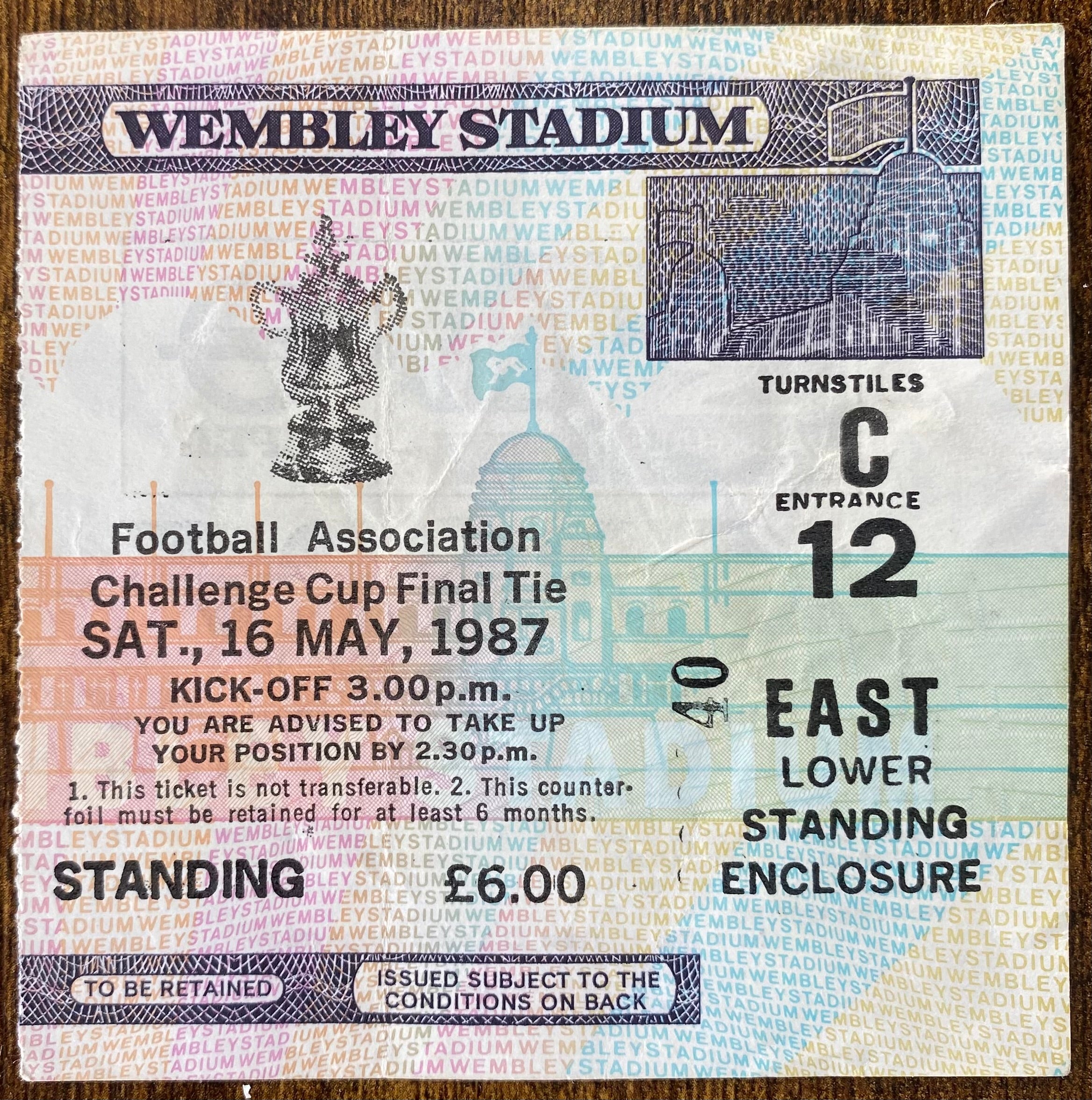 1987 ORIGINAL FA CUP FINAL TICKET COVENTRY CITY V TOTTENHAM HOTSPUR