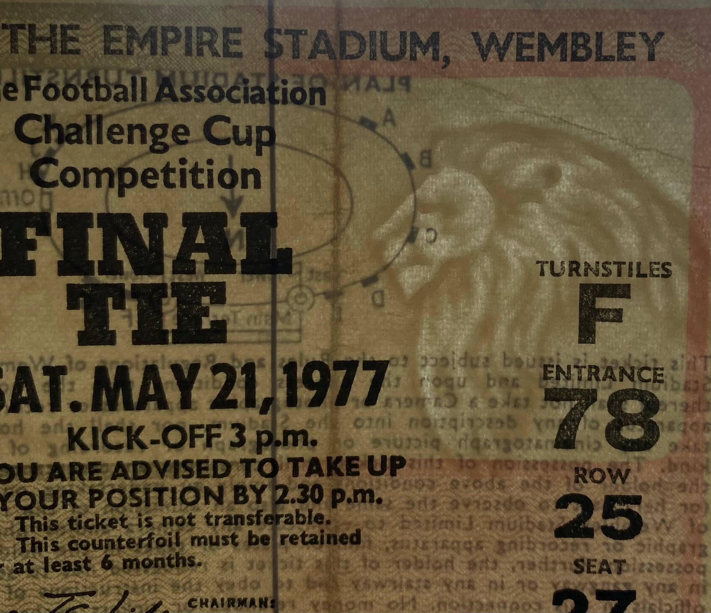 1977 ORIGINAL FA CUP FINAL TICKET LIVERPOOL V MANCHESTER UNITED