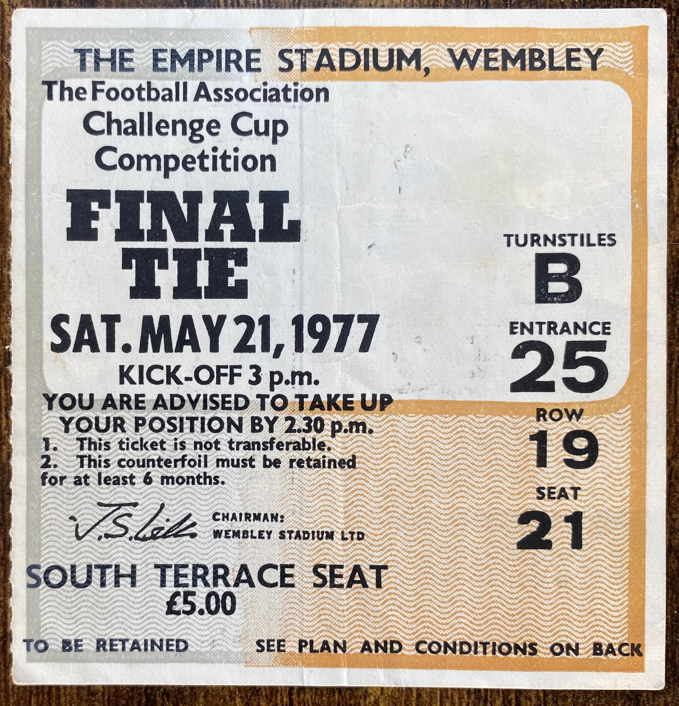 1977 ORIGINAL FA CUP FINAL TICKET LIVERPOOL V MANCHESTER UNITED