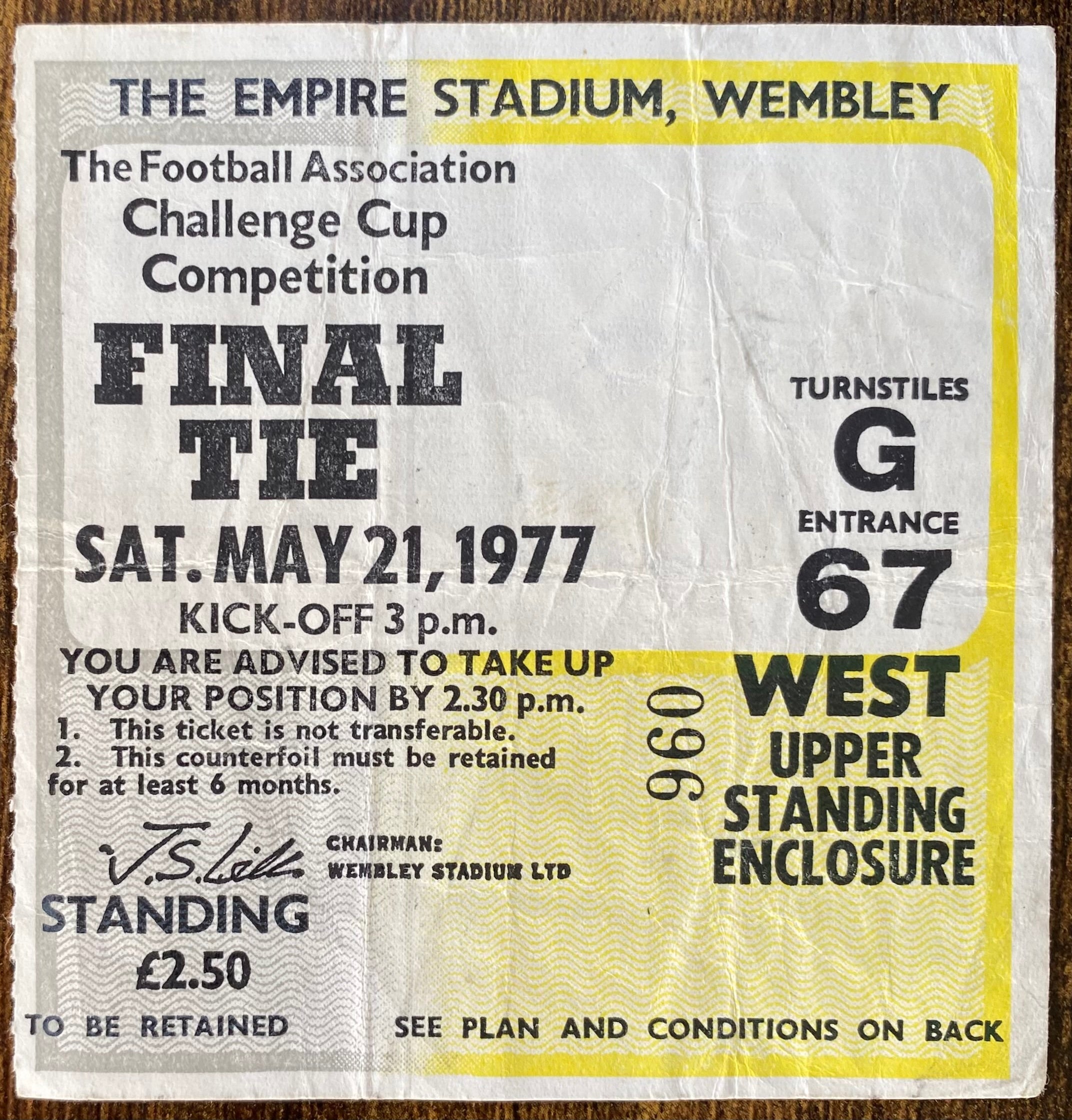 1977 ORIGINAL FA CUP FINAL TICKET LIVERPOOL V MANCHESTER UNITED