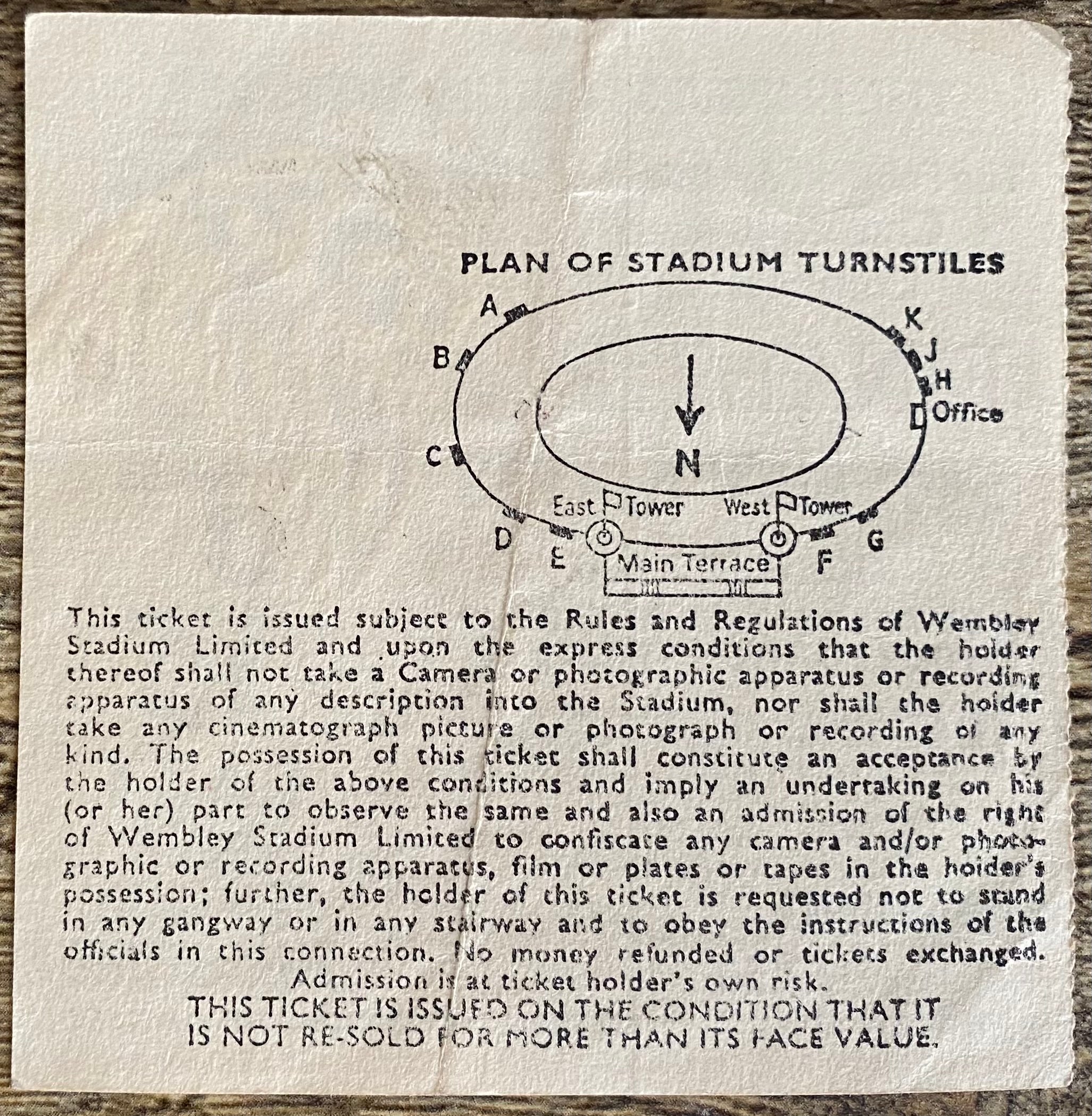1978 ORIGINAL FA CUP FINAL TICKET IPSWICH TOWN V ARSENAL