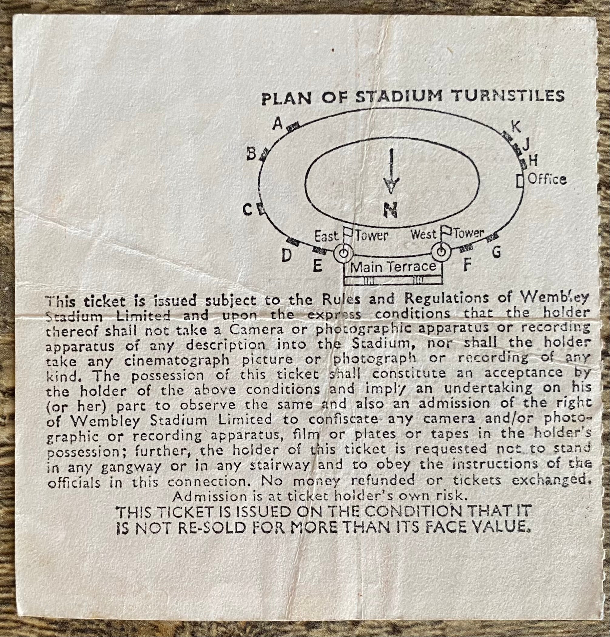 1975 ORIGINAL FA CUP FINAL TICKET WEST HAM UNITED V FULHAM