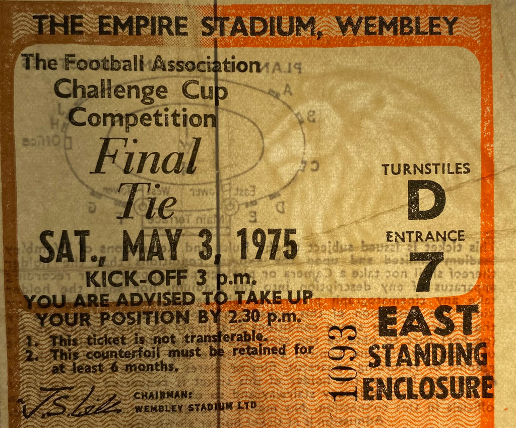 1975 ORIGINAL FA CUP FINAL TICKET WEST HAM UNITED V FULHAM
