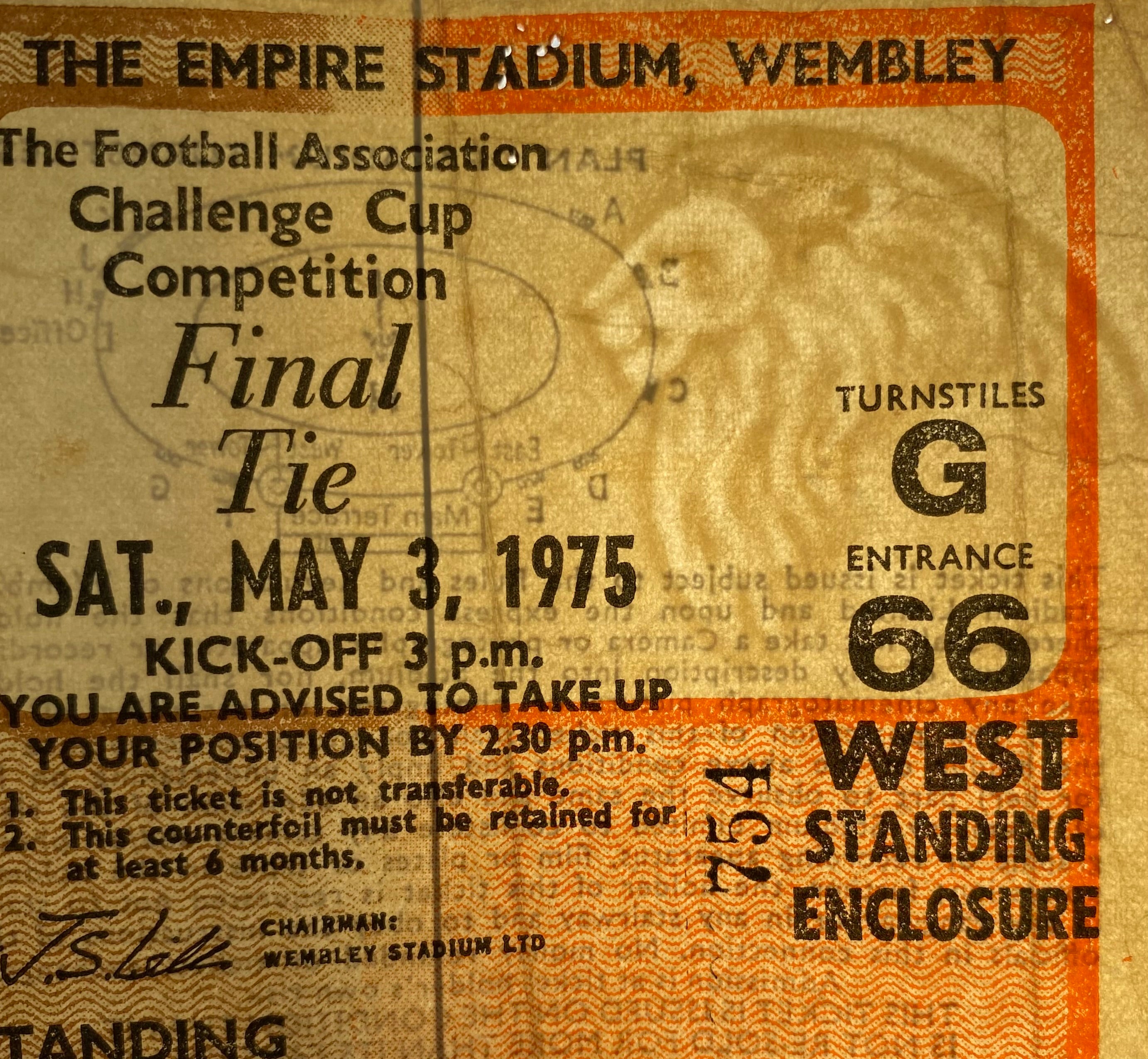 1975 ORIGINAL FA CUP FINAL TICKET WEST HAM UNITED V FULHAM