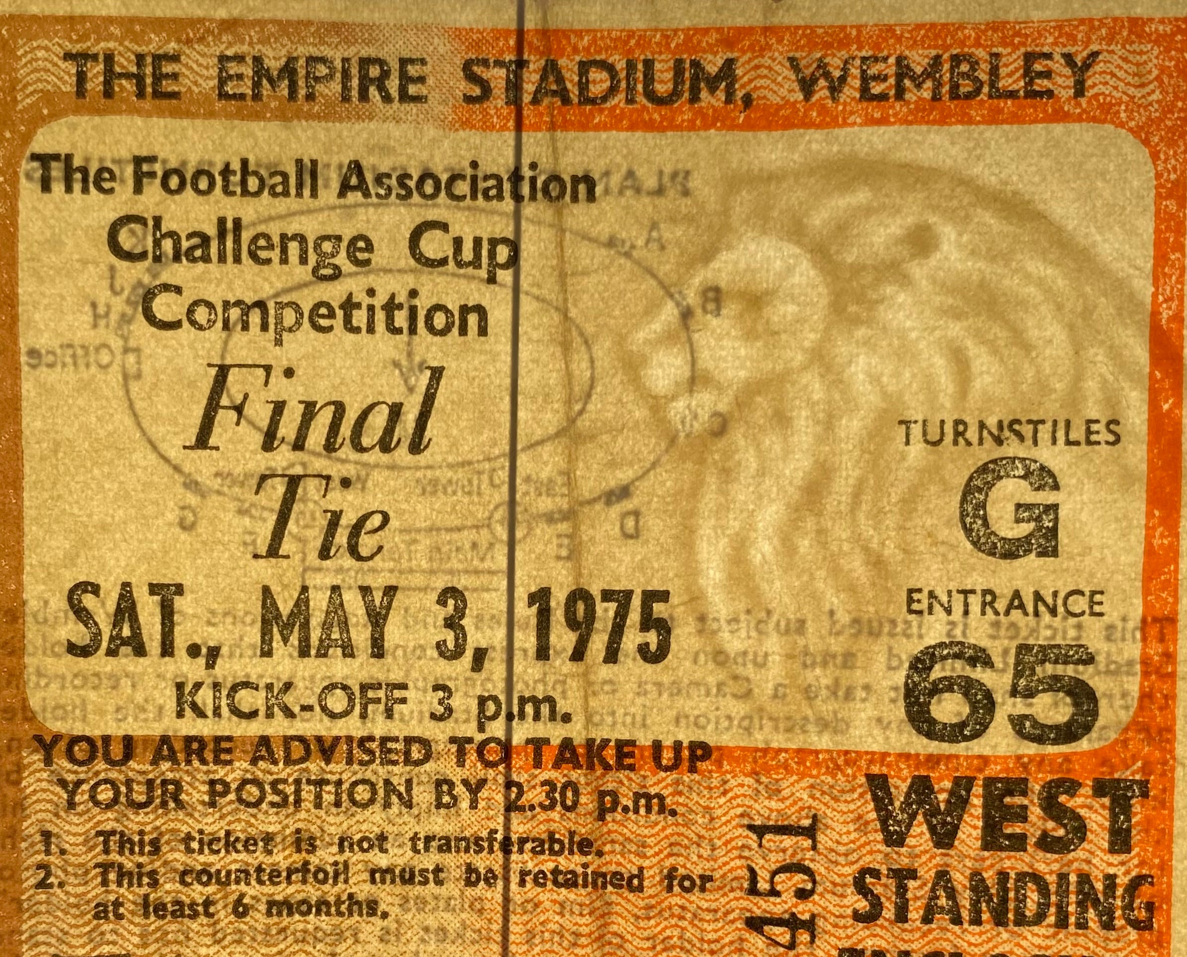1975 ORIGINAL FA CUP FINAL TICKET WEST HAM UNITED V FULHAM