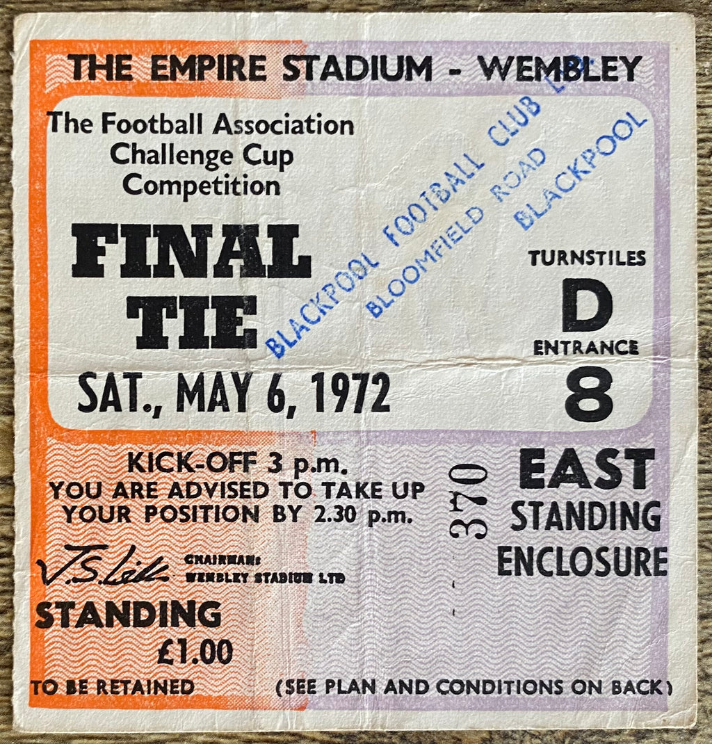 1972 ORIGINAL FA CUP FINAL TICKET ARSENAL V LEEDS UNITED