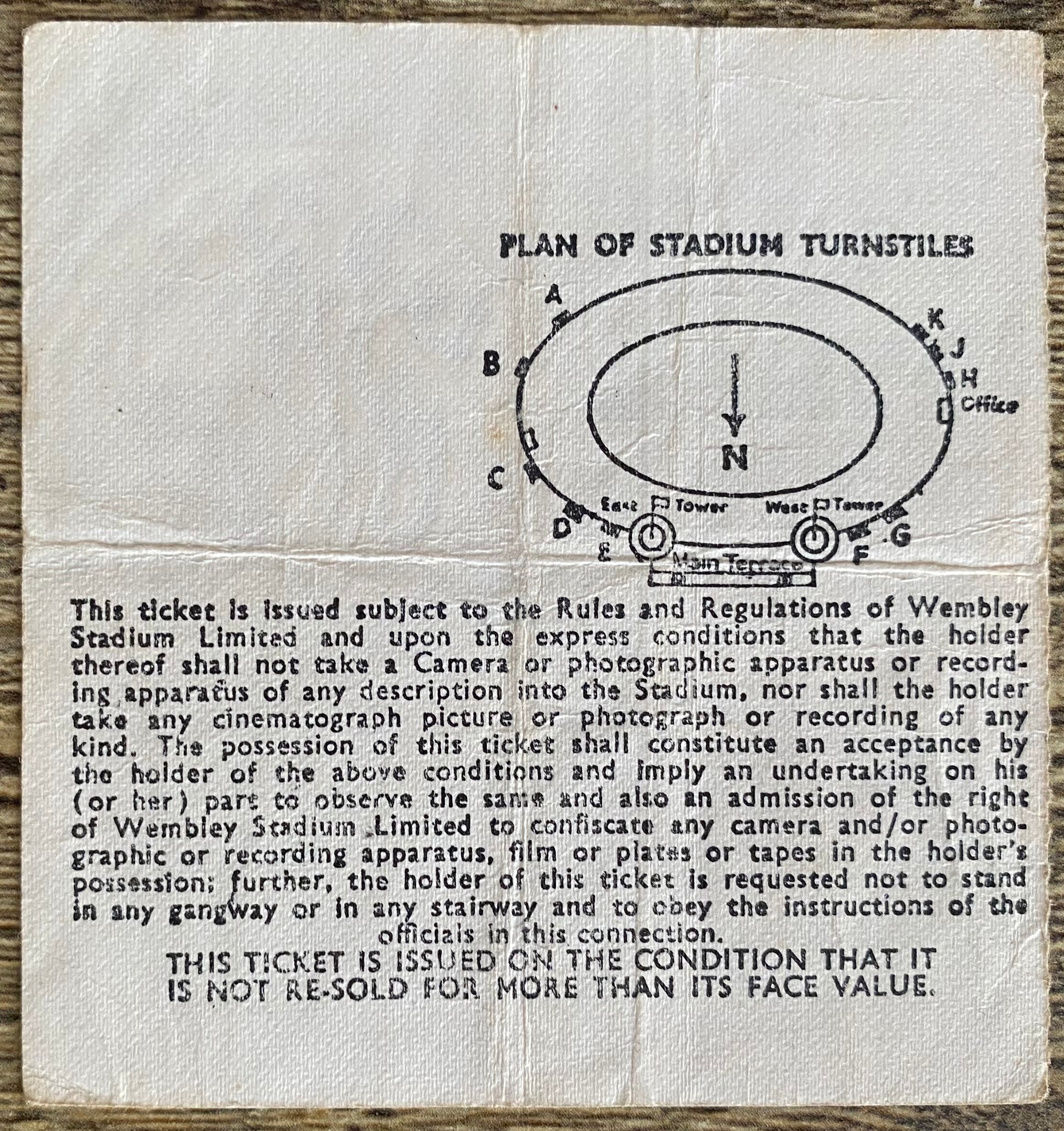 1972 ORIGINAL FA CUP FINAL TICKET ARSENAL V LEEDS UNITED