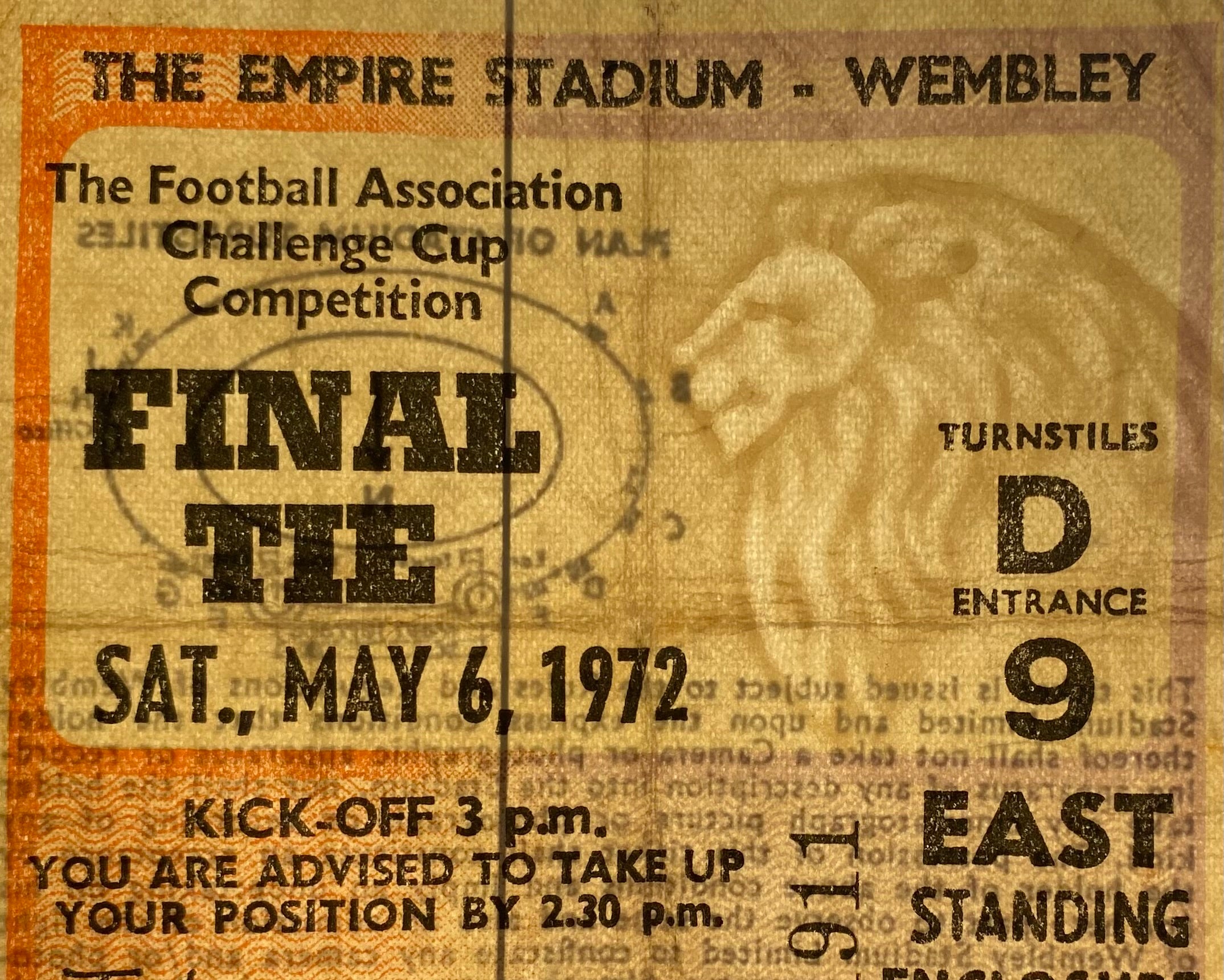 1972 ORIGINAL FA CUP FINAL TICKET ARSENAL V LEEDS UNITED