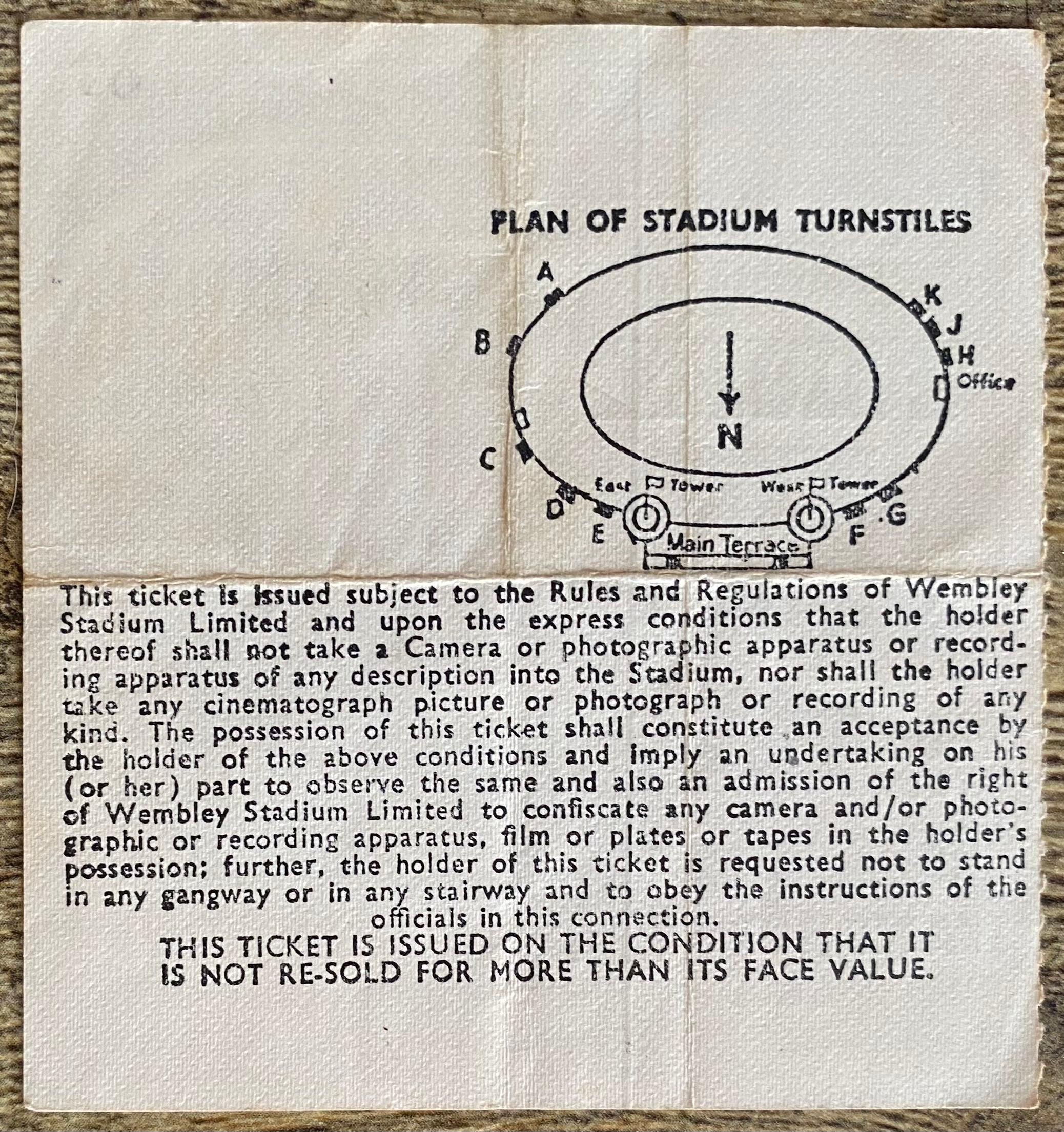 1972 ORIGINAL FA CUP FINAL TICKET ARSENAL V LEEDS UNITED