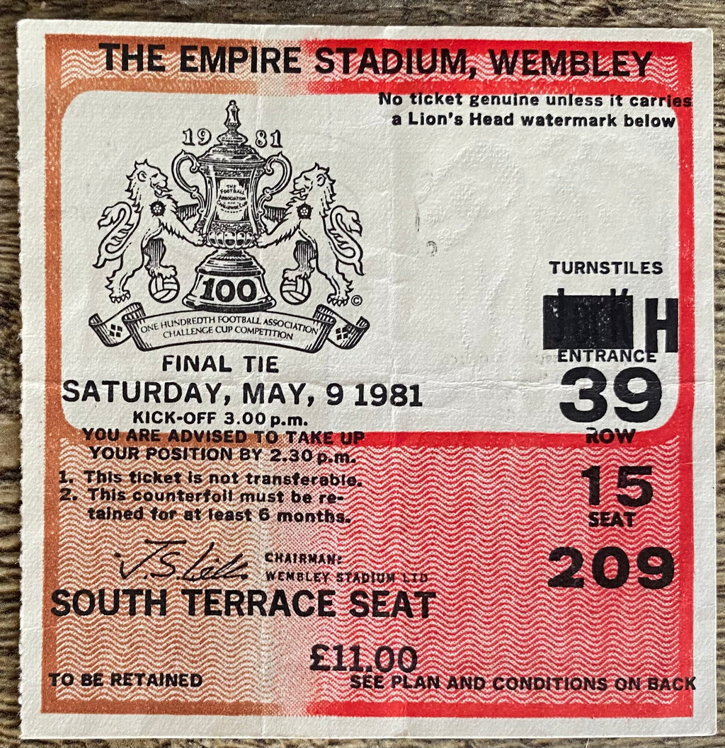 1981 ORIGINAL FA CUP FINAL TICKET TOTTENHAM HOTSPUR V MANCHESTER CITY