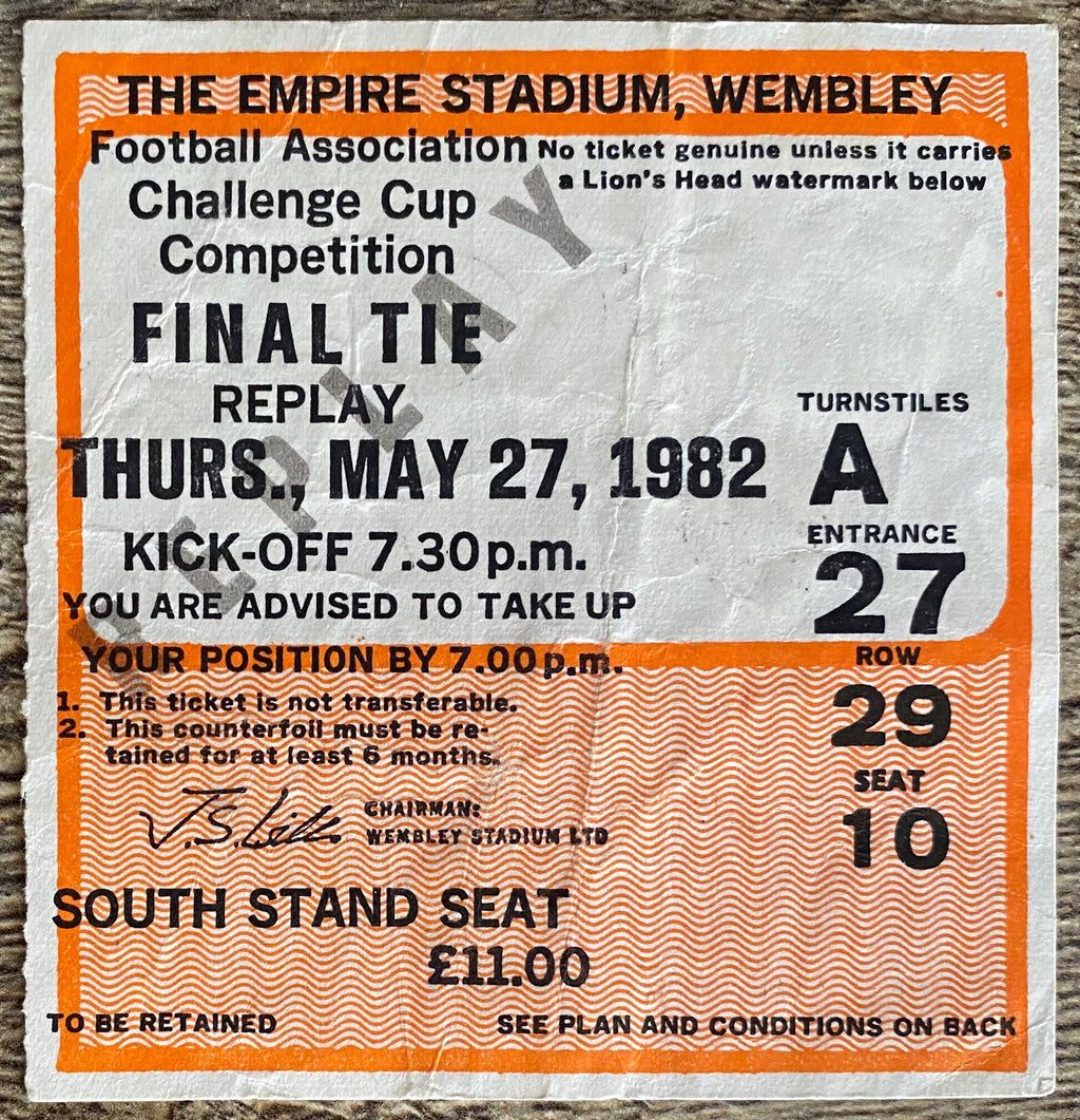 1982 ORIGINAL FA CUP FINAL REPLAY TICKET TOTTENHAM HOTSPUR V QUEENS PARK RANGERS