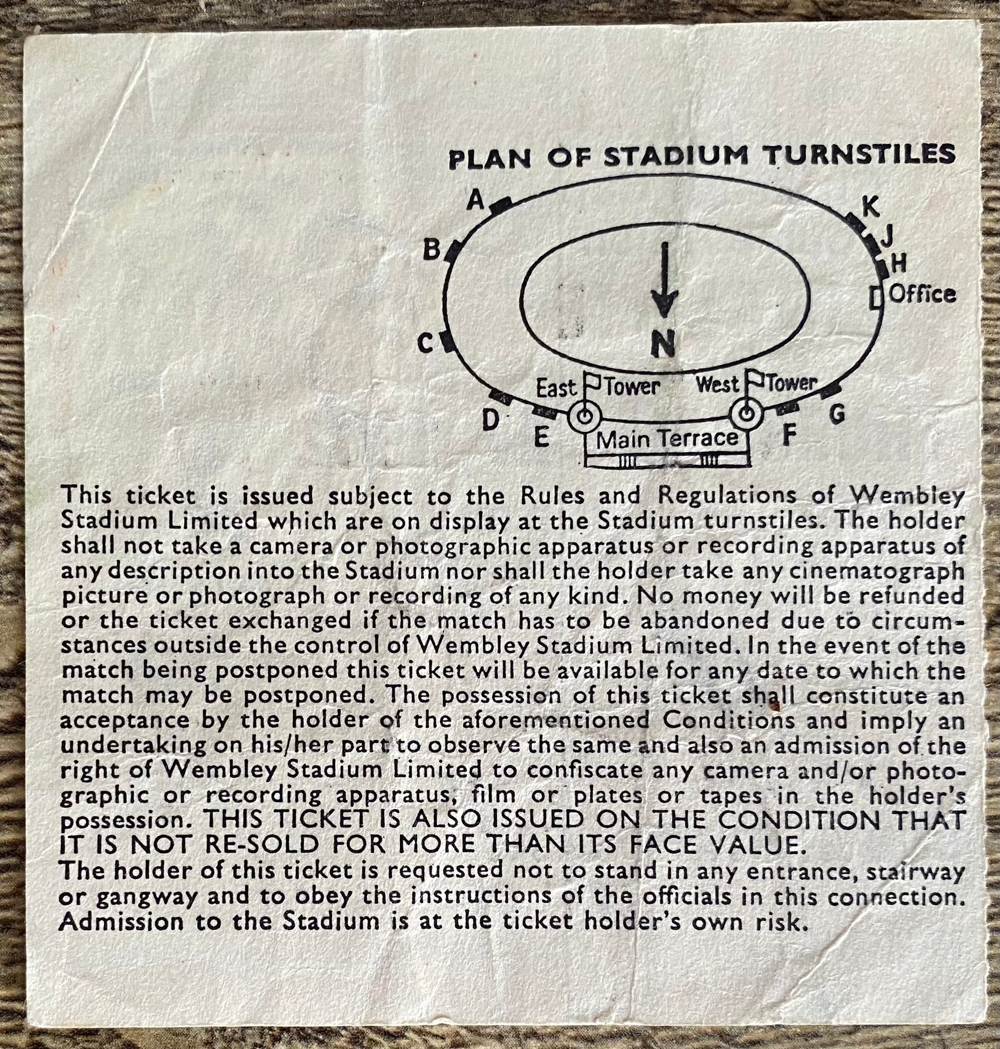 1982 ORIGINAL FA CUP FINAL REPLAY TICKET TOTTENHAM HOTSPUR V QUEENS PARK RANGERS