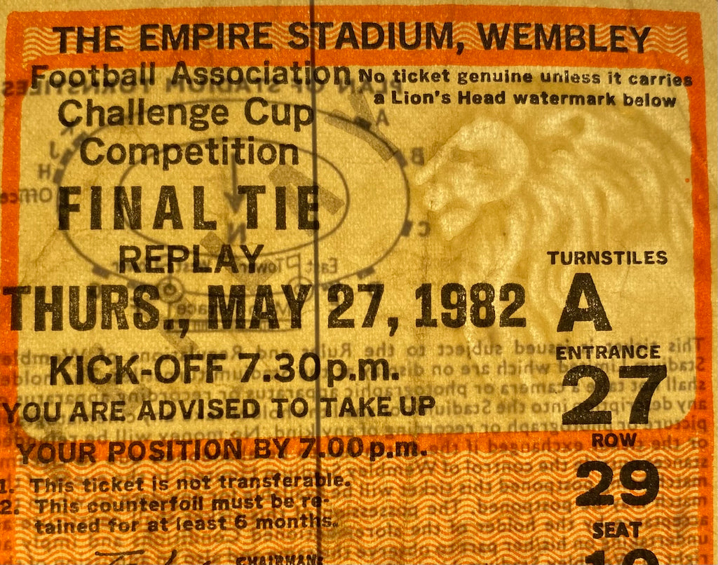 1982 ORIGINAL FA CUP FINAL REPLAY TICKET TOTTENHAM HOTSPUR V QUEENS PARK RANGERS