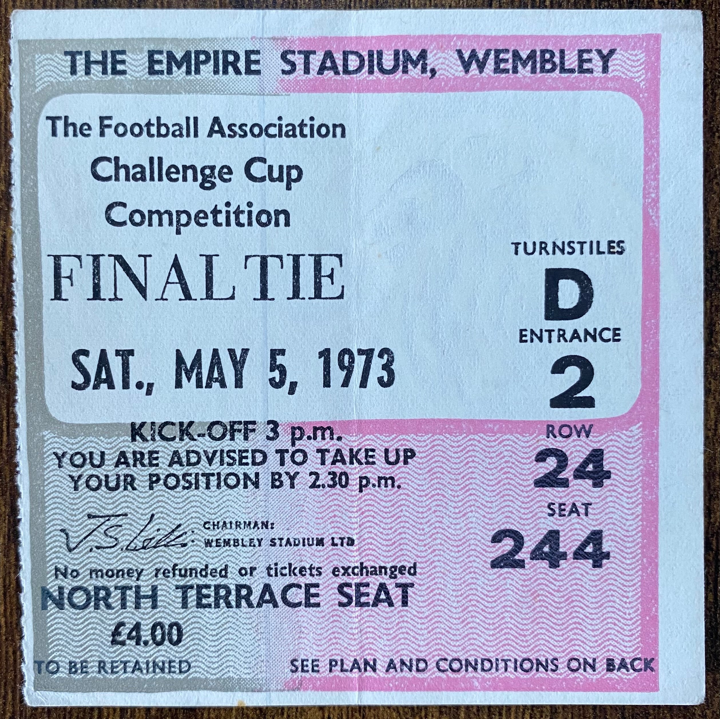 1973 ORIGINAL FA CUP FINAL TICKET SUNDERLAND V LEEDS UNITED