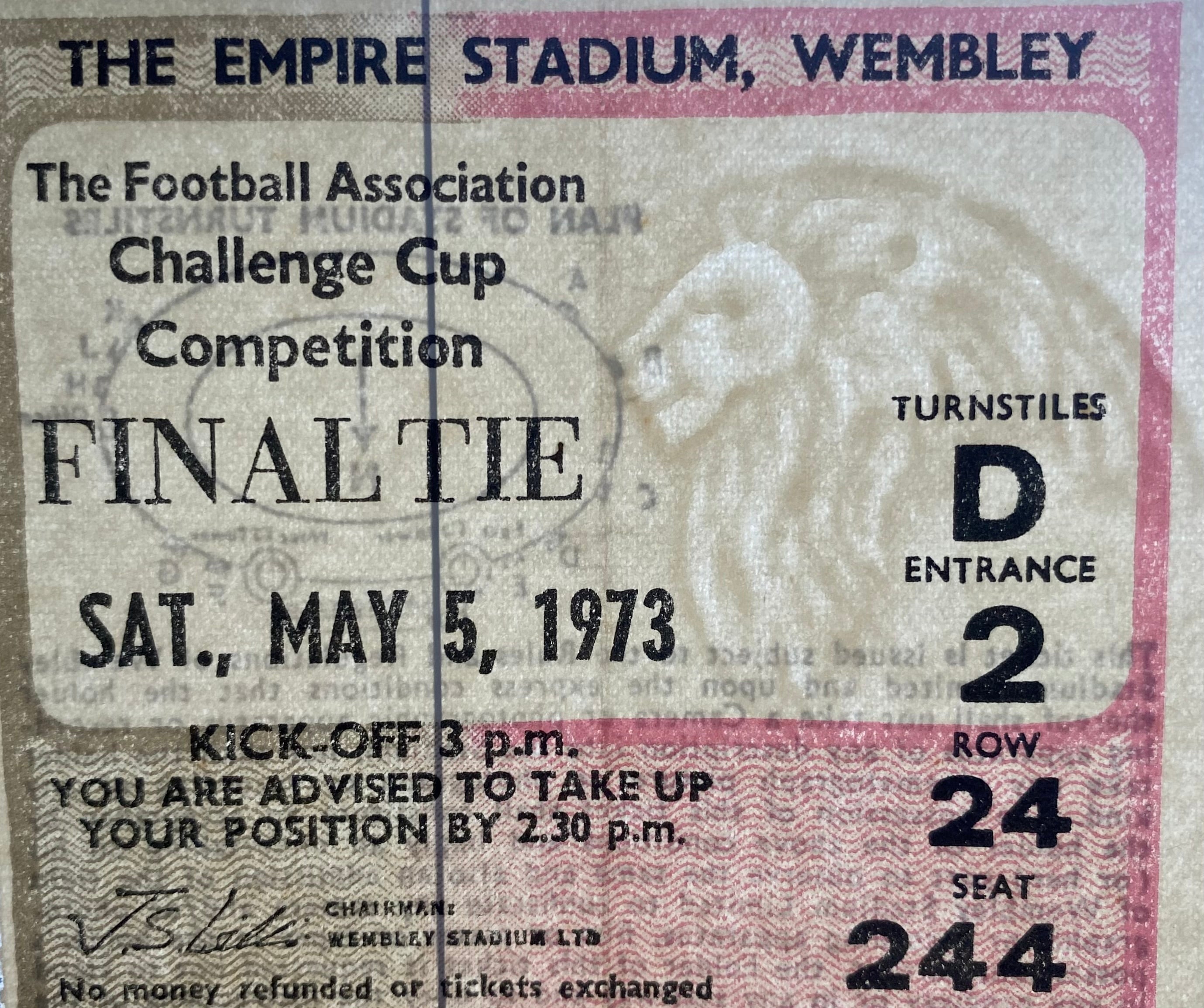 1973 ORIGINAL FA CUP FINAL TICKET SUNDERLAND V LEEDS UNITED