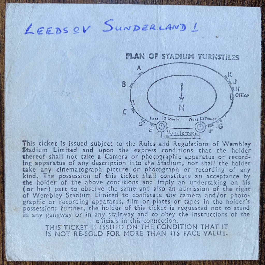1973 ORIGINAL FA CUP FINAL TICKET SUNDERLAND V LEEDS UNITED