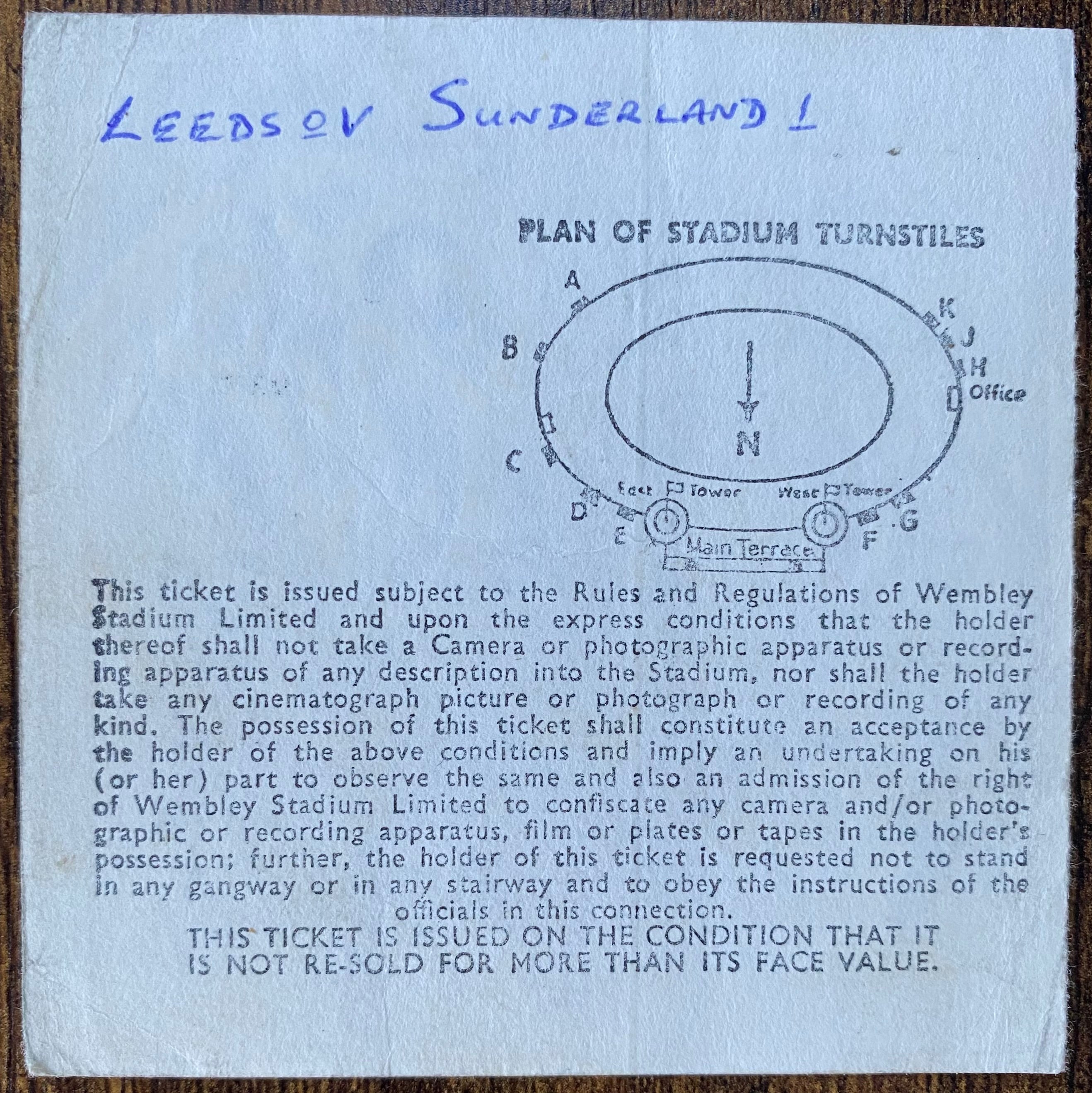 1973 ORIGINAL FA CUP FINAL TICKET SUNDERLAND V LEEDS UNITED