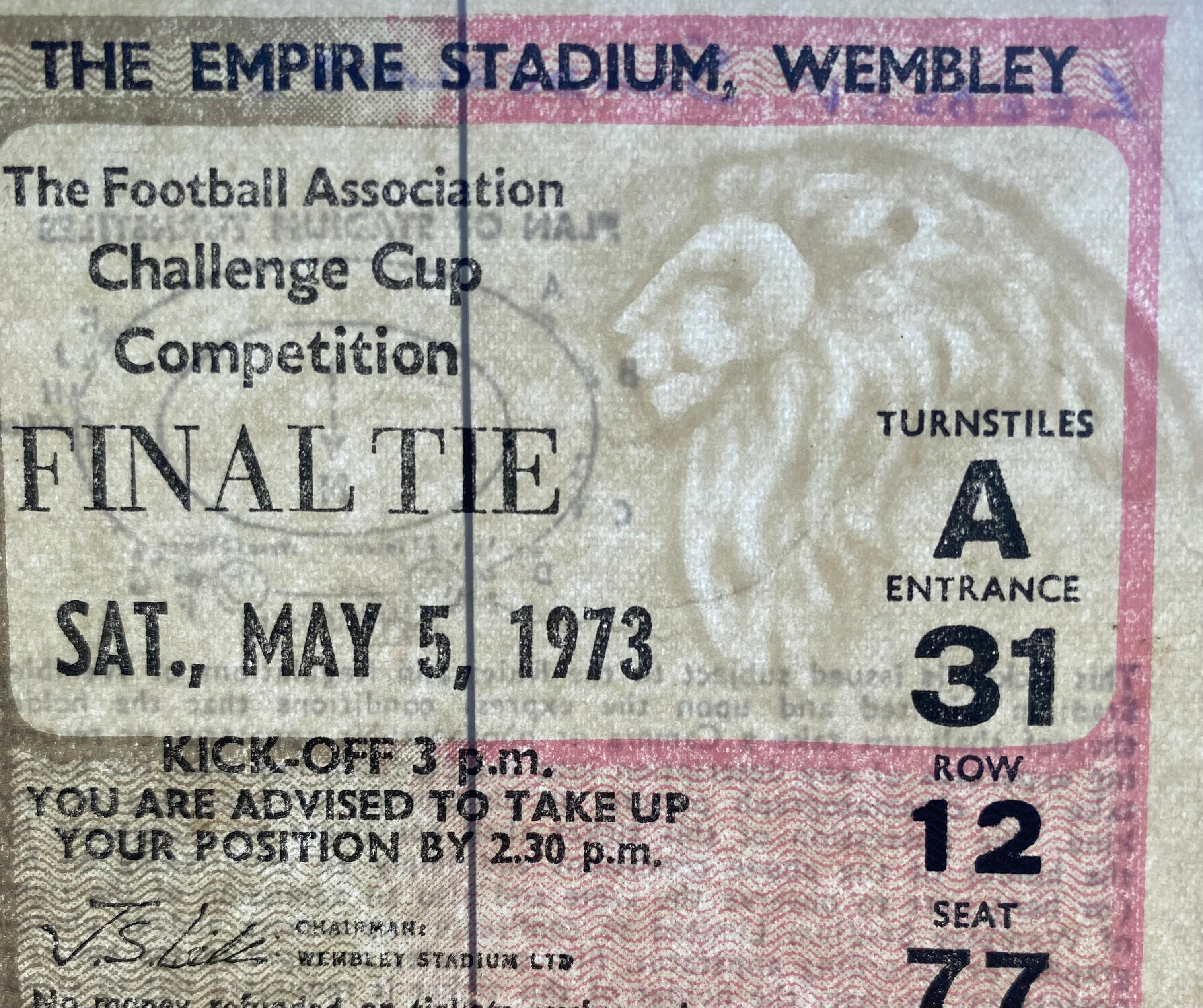 1973 ORIGINAL FA CUP FINAL TICKET SUNDERLAND V LEEDS UNITED