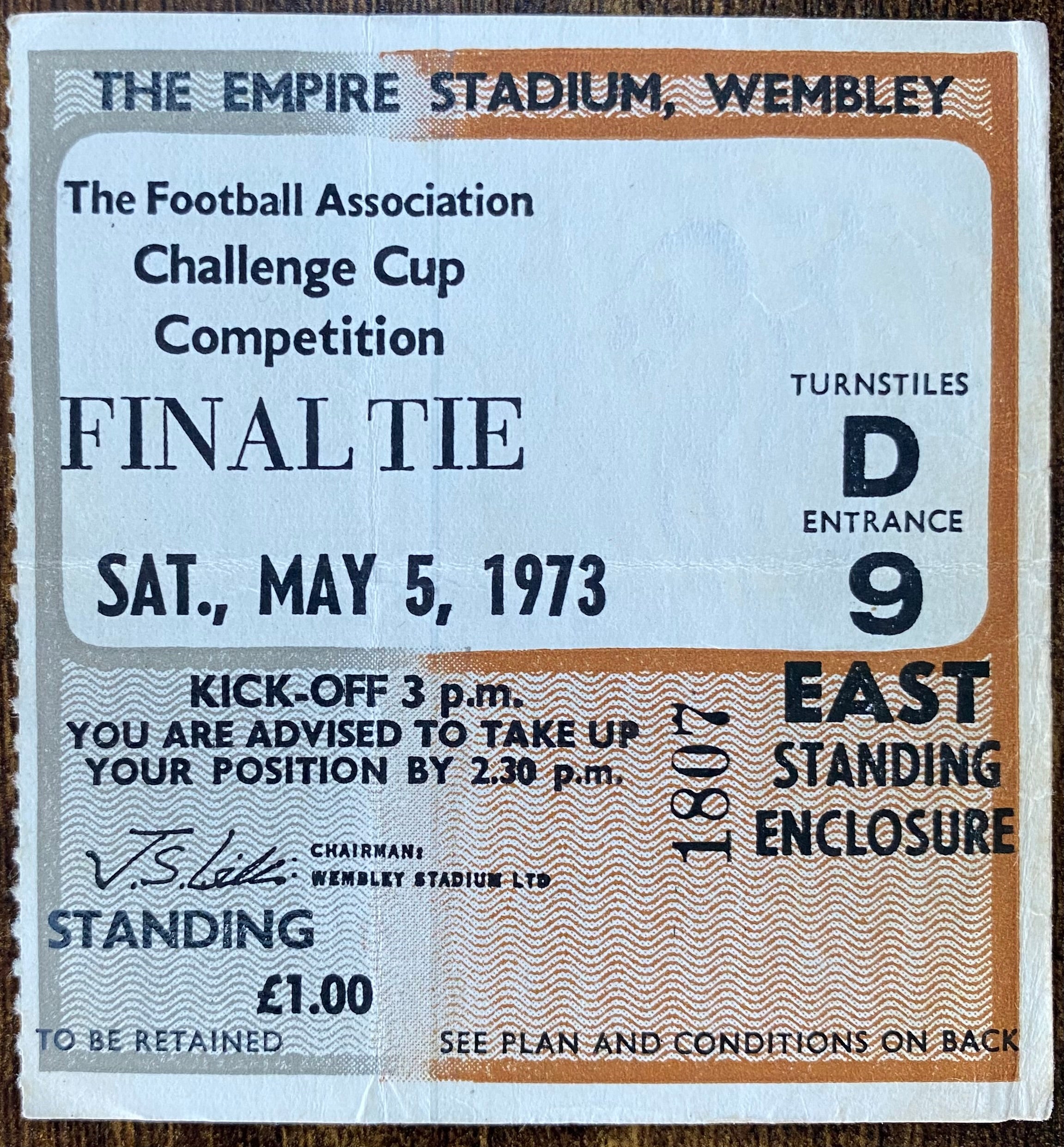 1973 ORIGINAL FA CUP FINAL TICKET SUNDERLAND V LEEDS UNITED
