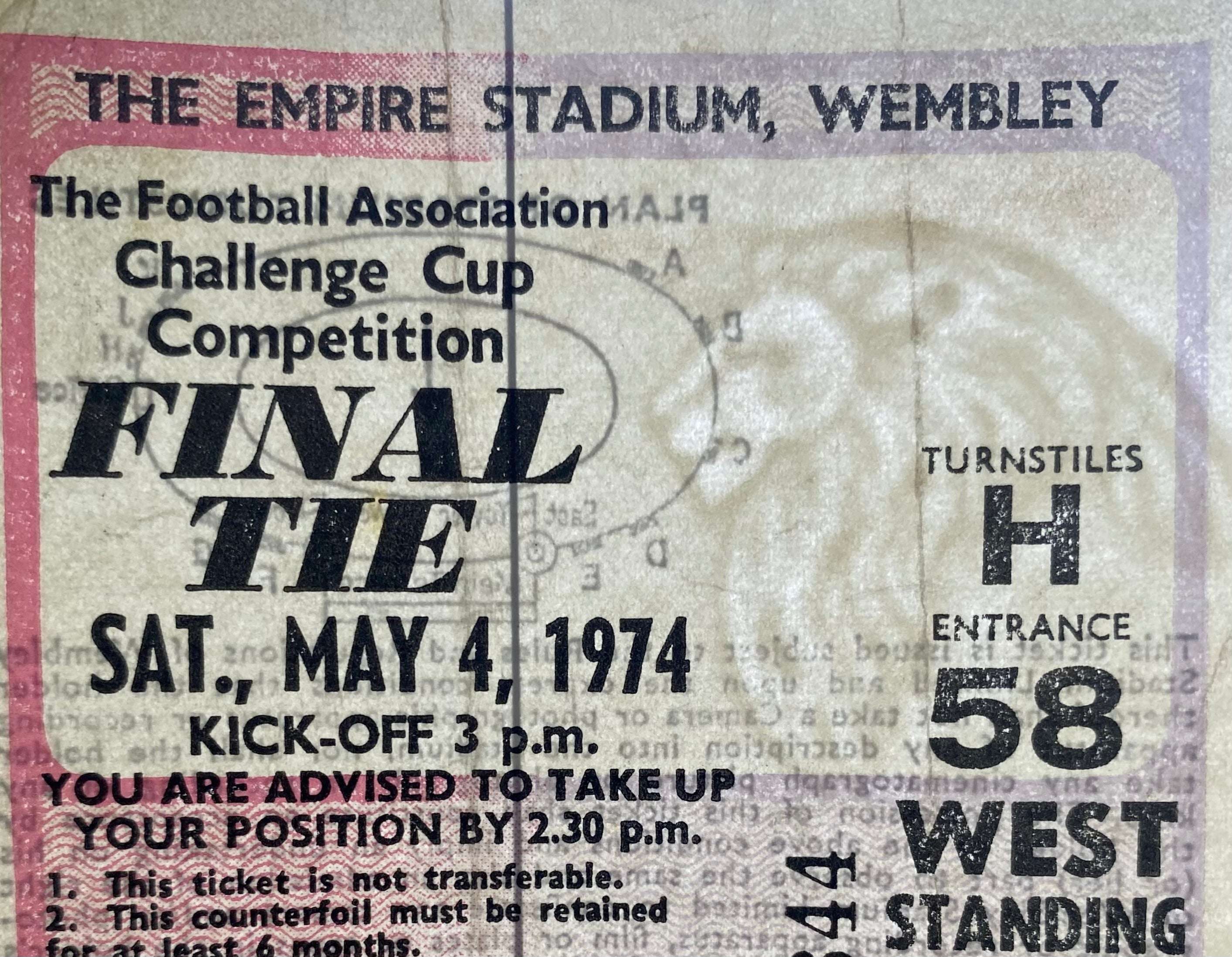 1974 ORIGINAL FA CUP FINAL TICKET LIVERPOOL V NEWCASTLE UNITED