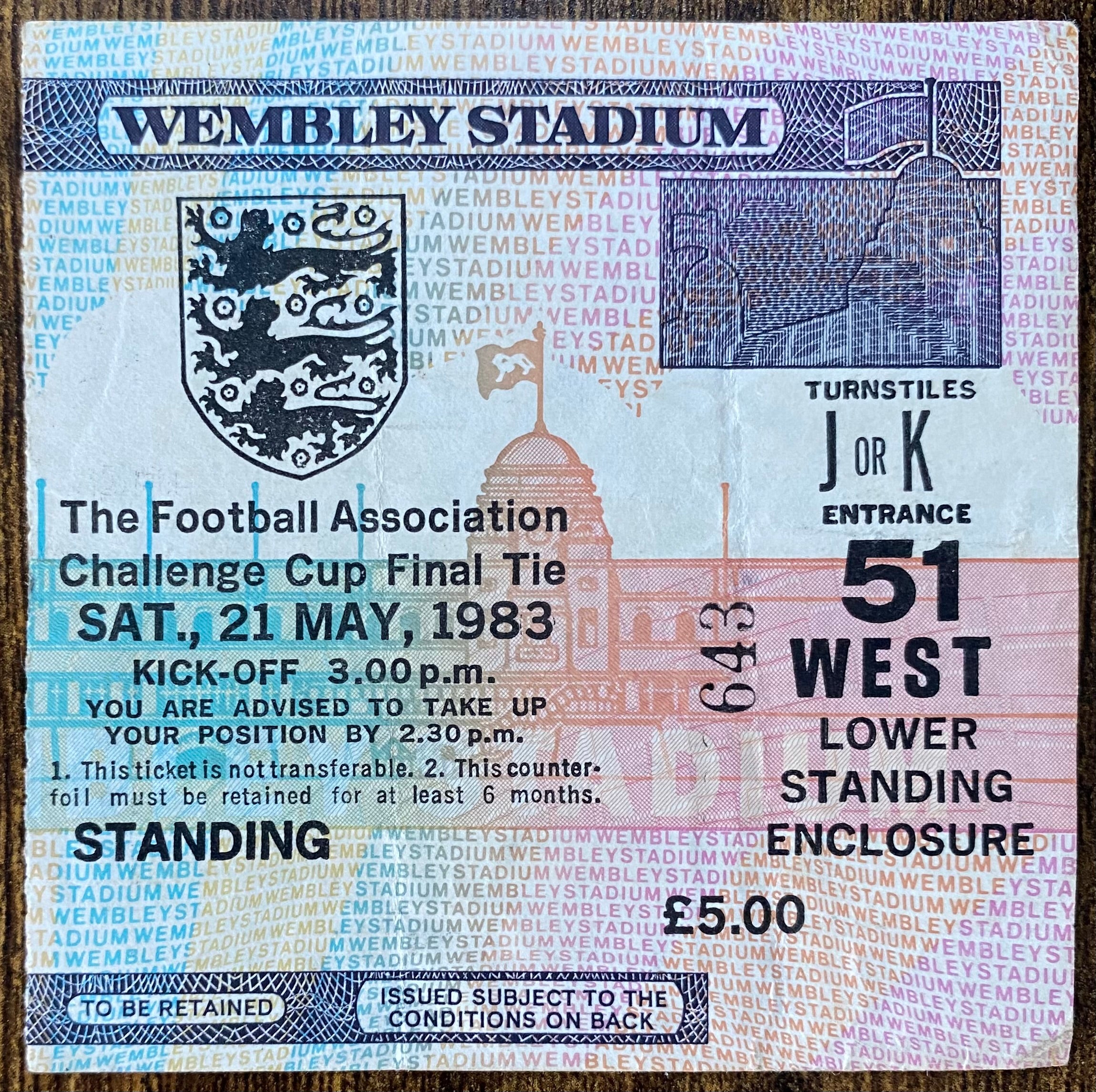 1983 ORIGINAL FA CUP FINAL TICKET BRIGHTON AND HOVE ALBION V MANCHESTER UNITED