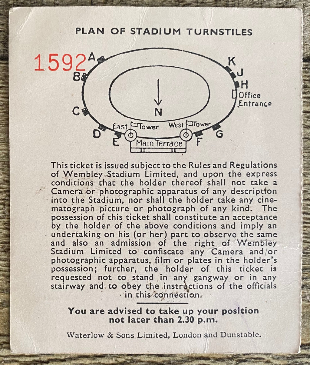 1953 ORIGINAL FA CUP FINAL TICKET BLACKPOOL V BOLTON WANDERERS